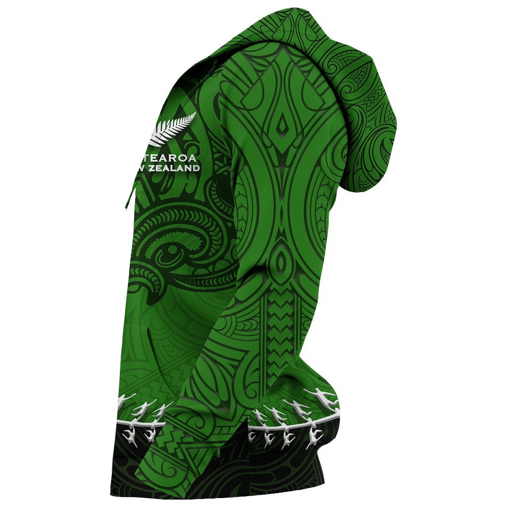 New Zealand Silver Fern Zip Up Hoodie, Maori Manaia Rugby Player Zipper Hoodie - Vibe Hoodie Shop