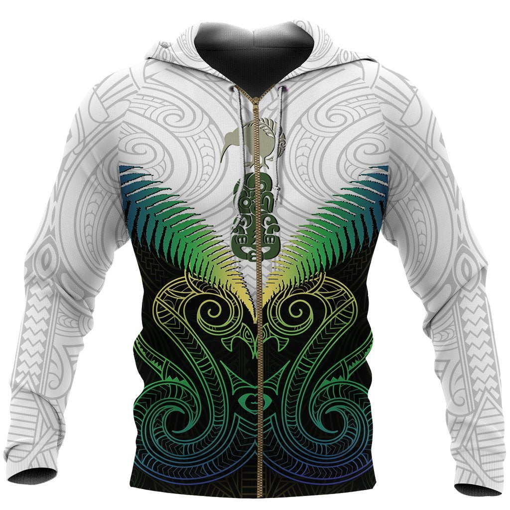 Maori Manaia New Zealand Zip Up Hoodie Rasta - Vibe Hoodie Shop