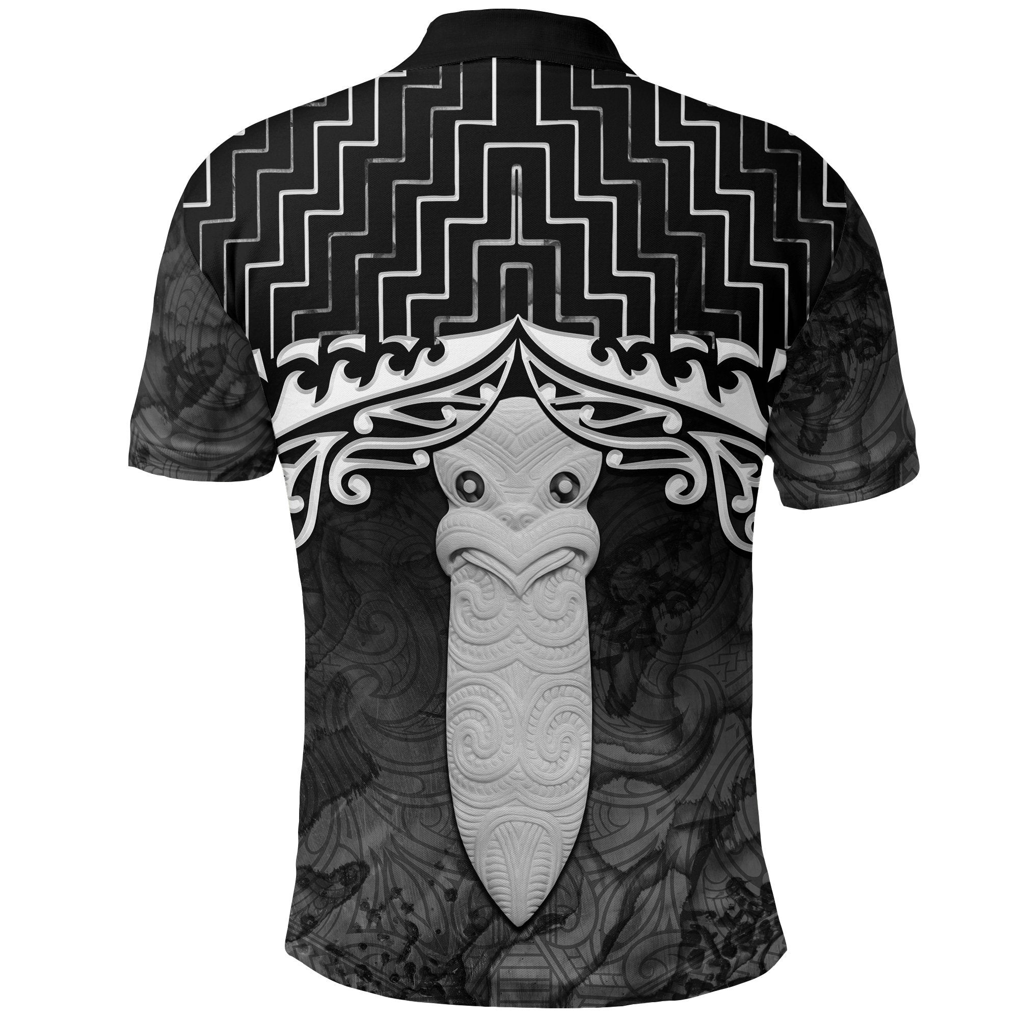 New Zealand Maori Polo Shirt, Poutama Taiaha Mauri Golf Shirt Black - Vibe Hoodie Shop