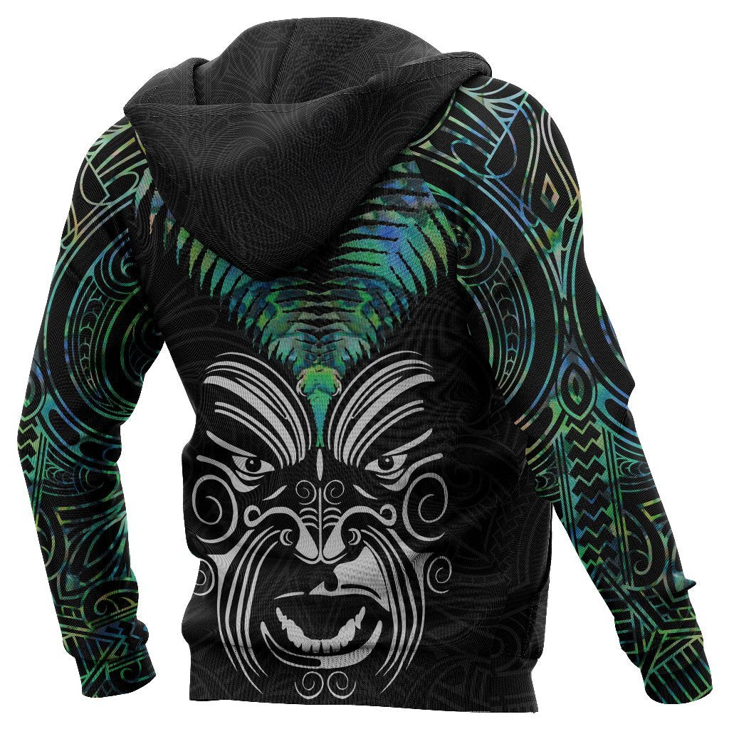 New Zealand Maori Moko Zip Hoodie Paua Shell - Vibe Hoodie Shop