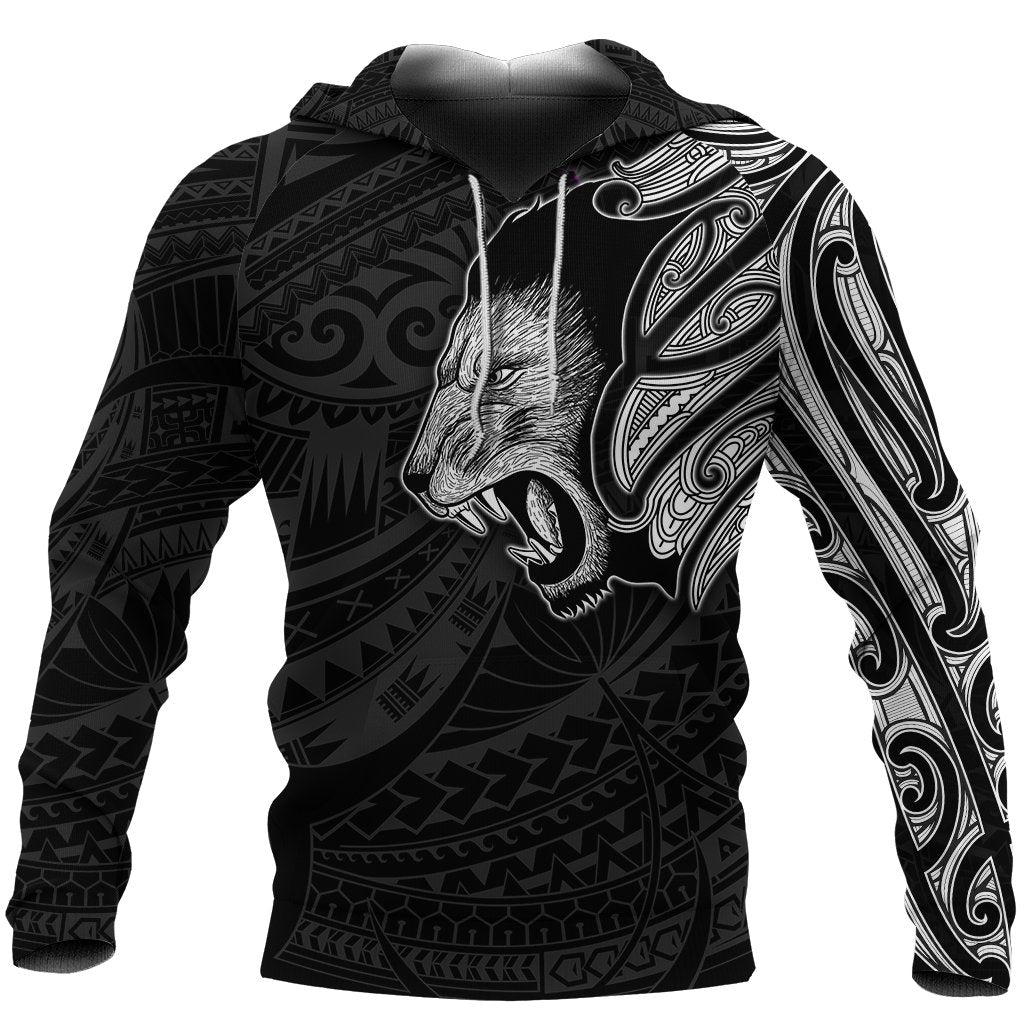 New Zealand Hoodie, Maori Lion Tattoo Pullover Hoodie - White - Vibe Hoodie Shop