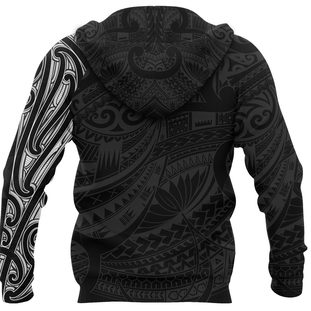 New Zealand Zip Up Hoodie, Maori Lion Tattoo Zipper Hoodie - White - Vibe Hoodie Shop