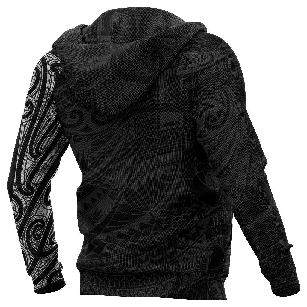 New Zealand Zip Up Hoodie, Maori Lion Tattoo Zipper Hoodie - White - Vibe Hoodie Shop