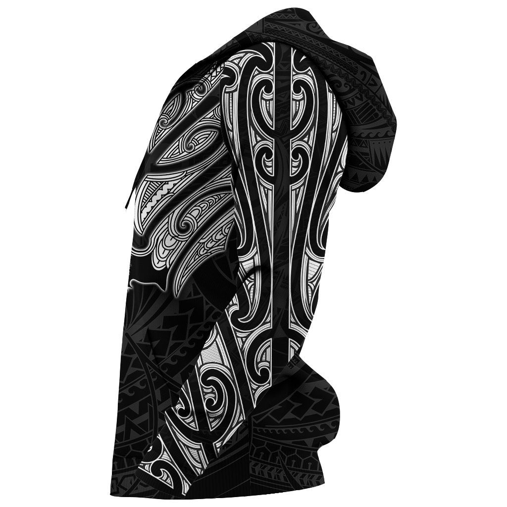 New Zealand Zip Up Hoodie, Maori Lion Tattoo Zipper Hoodie - White - Vibe Hoodie Shop