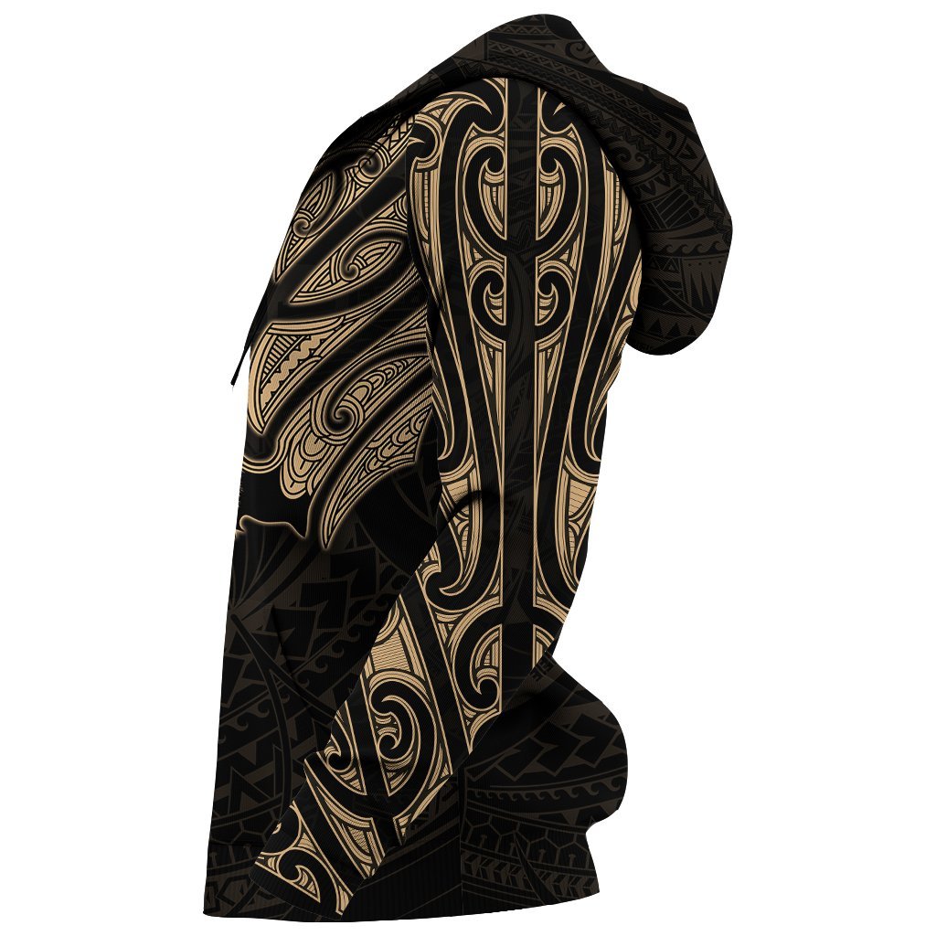 New Zealand Zip Up Hoodie, Maori Lion Tattoo Zipper Hoodie - Gold - Vibe Hoodie Shop