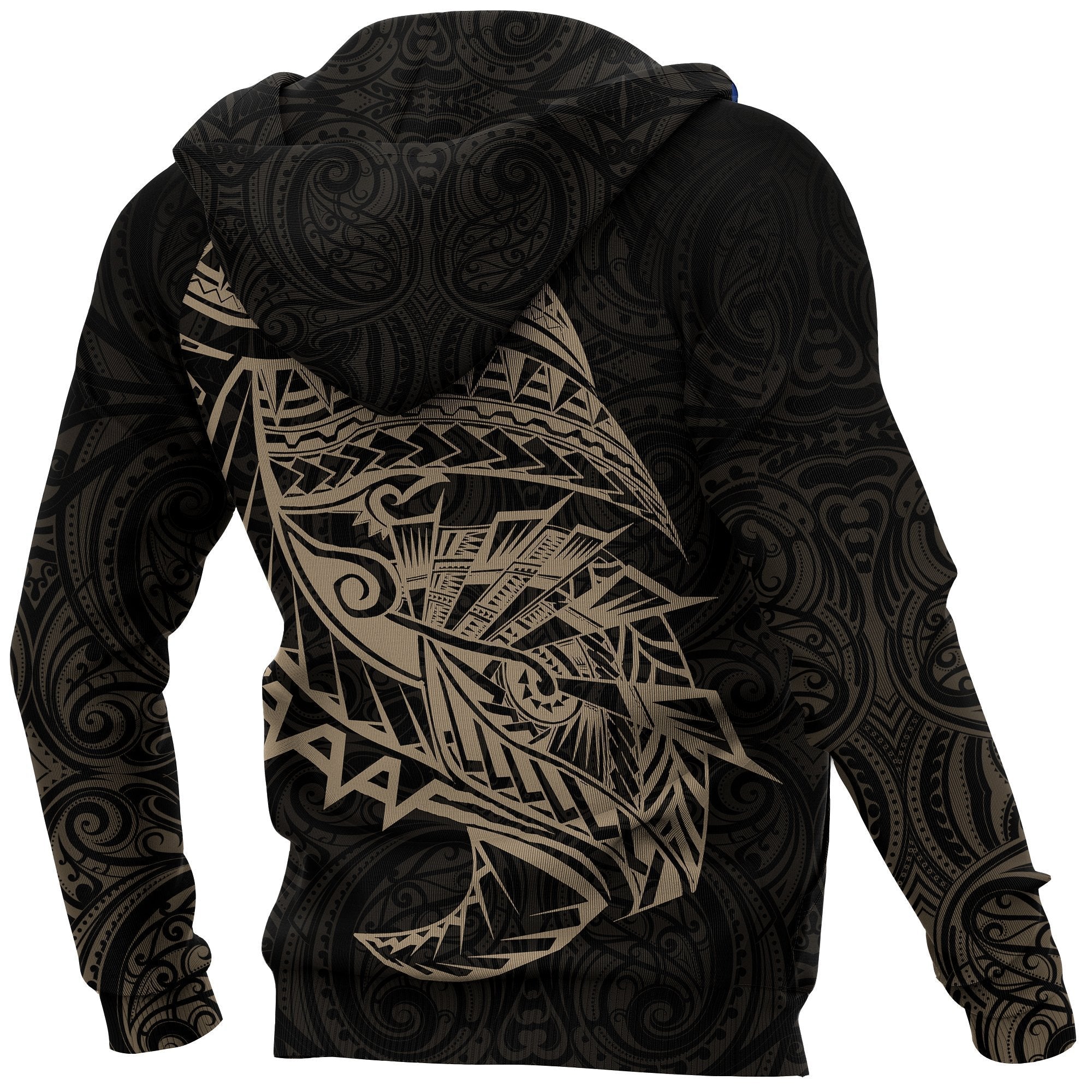 New Zealand Hoodie, Maori Tattoo Pullover Hoodie Polynesian Style - Gold - Vibe Hoodie Shop