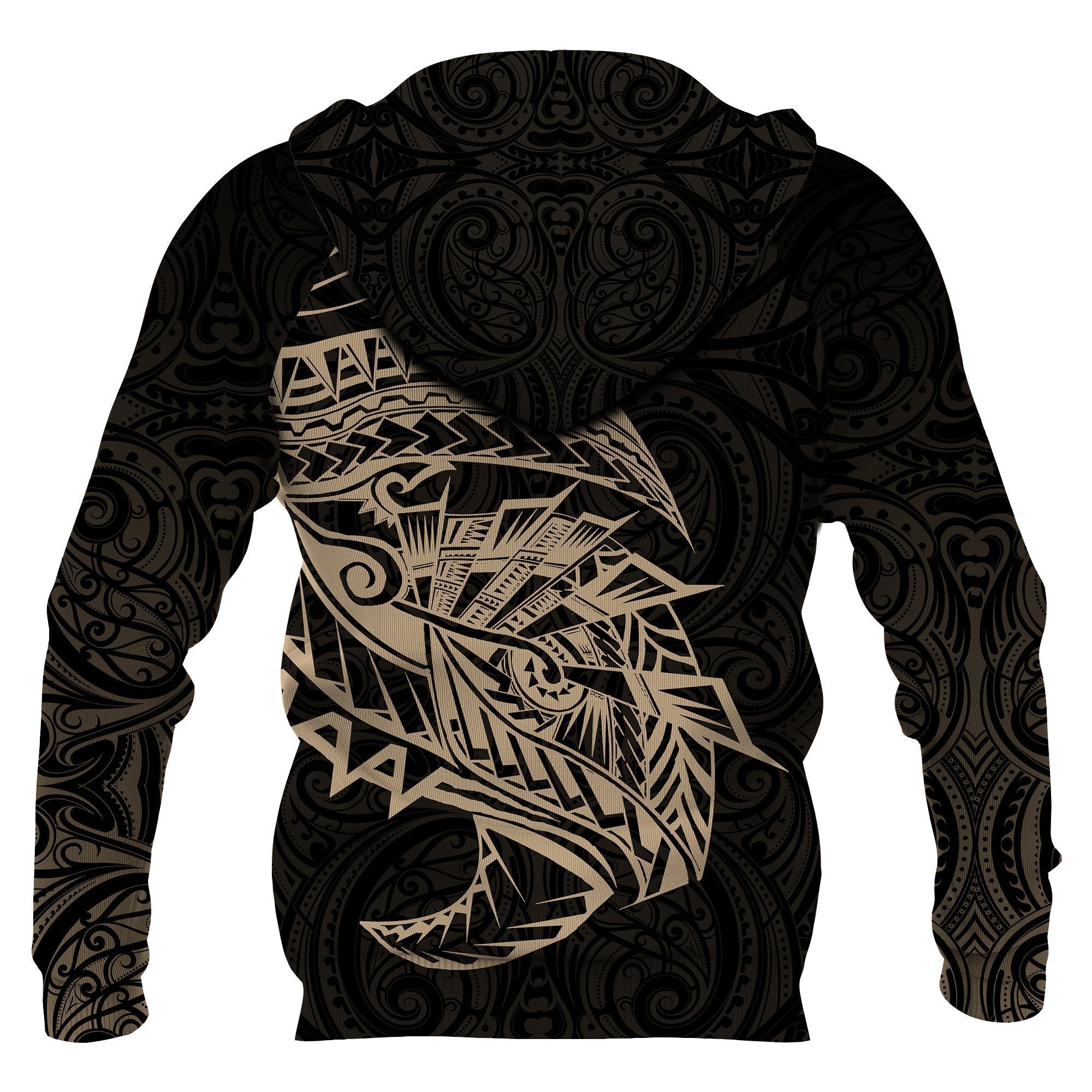 New Zealand Hoodie, Maori Tattoo Pullover Hoodie Polynesian Style - Gold - Vibe Hoodie Shop