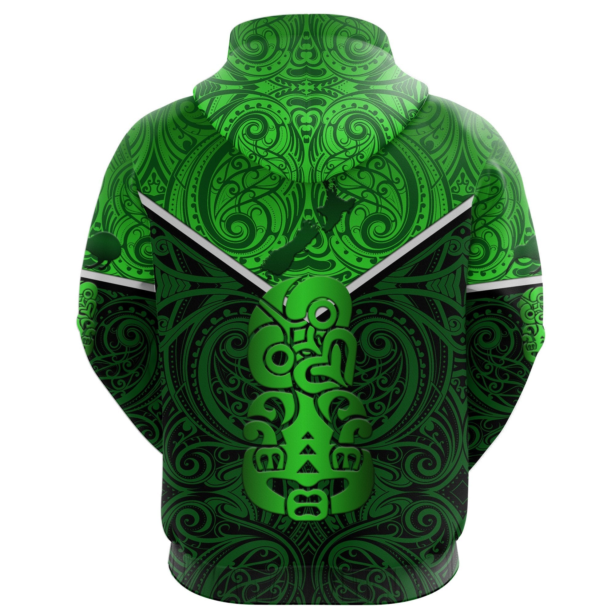 New Zealand Maori Rugby Zip Hoodie Pride Version - Green - Vibe Hoodie Shop