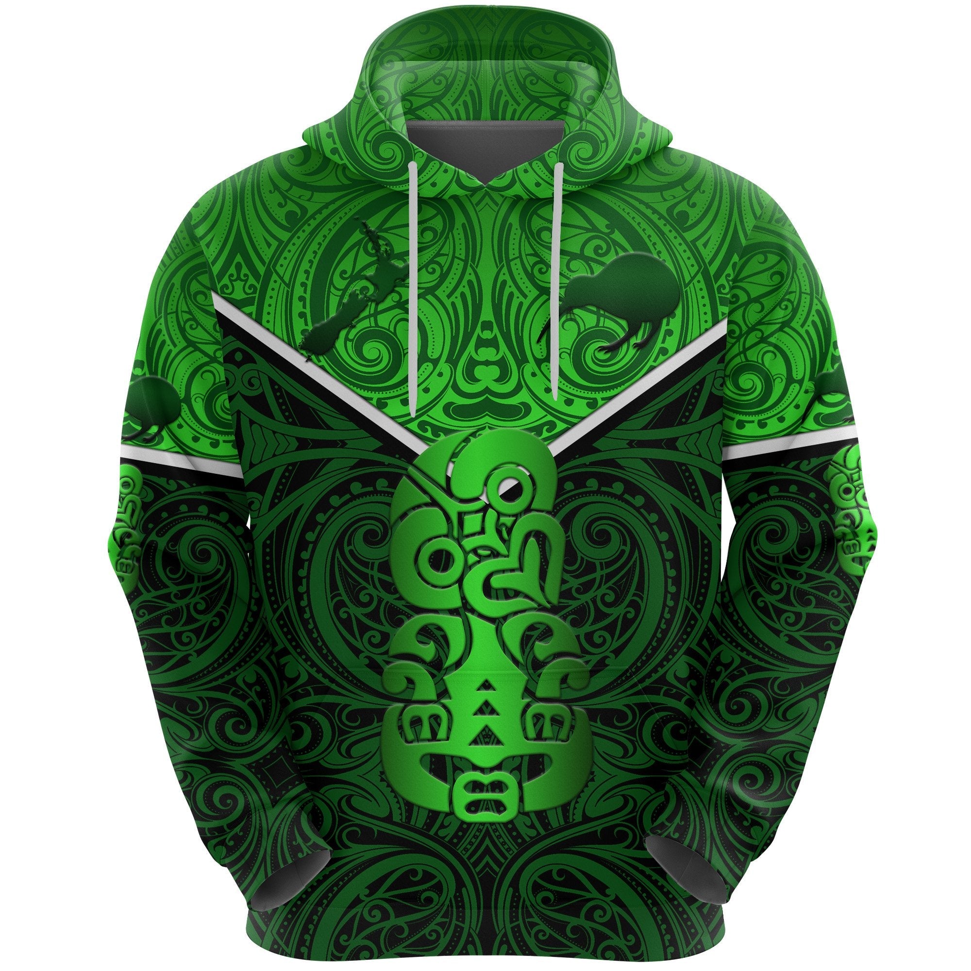 New Zealand Maori Rugby Hoodie Pride Version - Green - Vibe Hoodie Shop