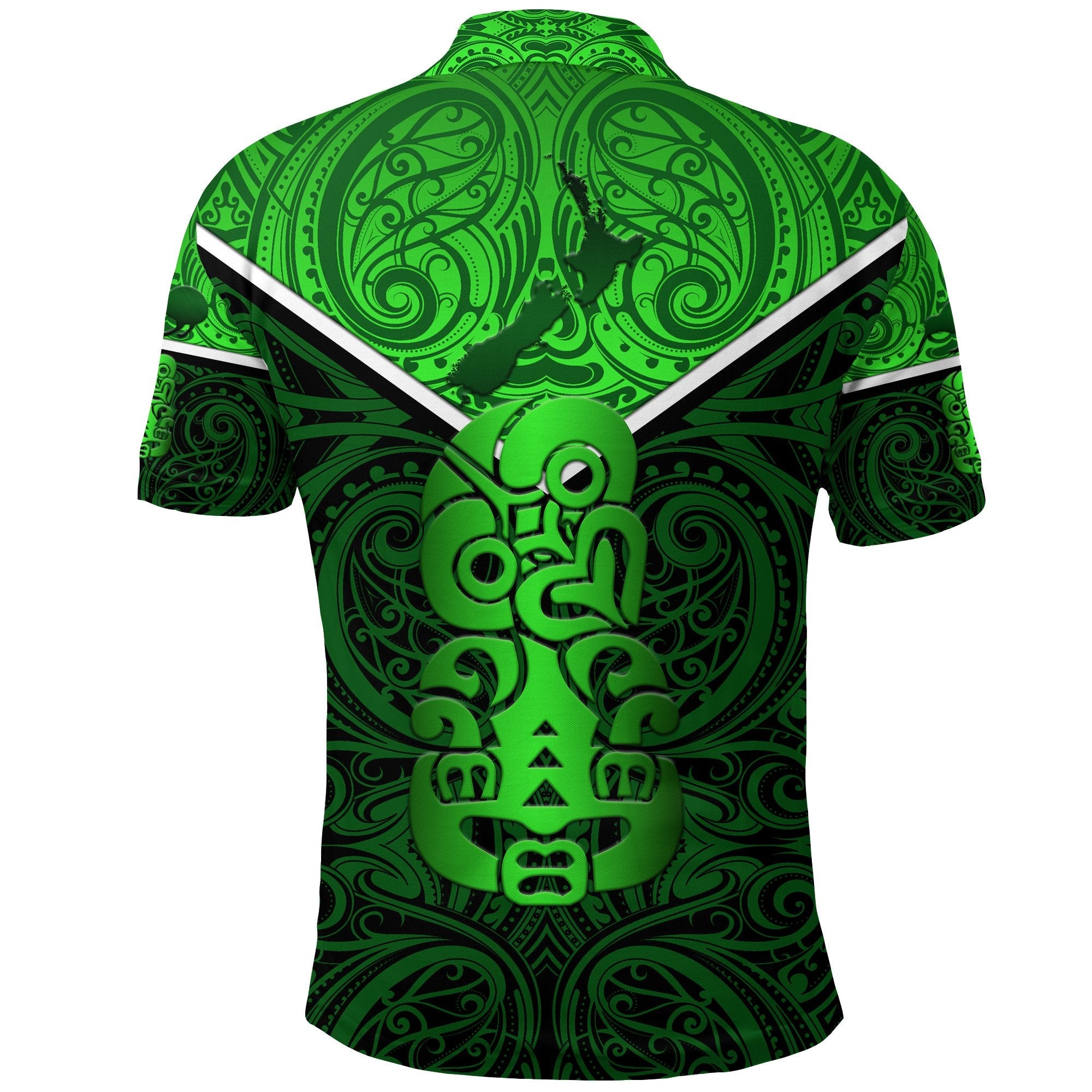 New Zealand Maori Rugby Polo Shirt Pride Version - Green - Vibe Hoodie Shop