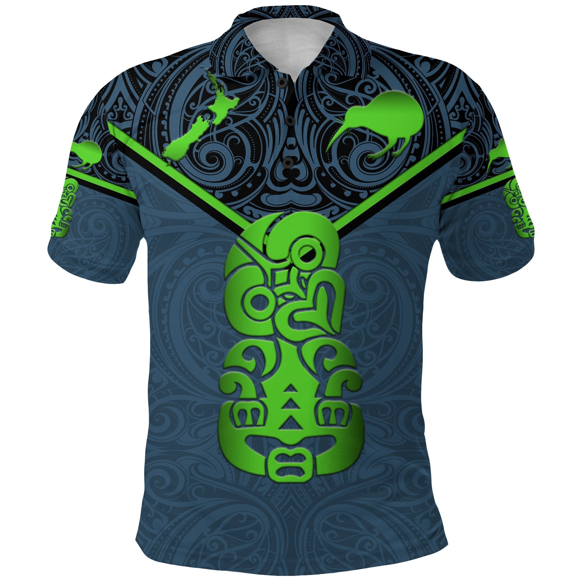 New Zealand Maori Rugby Polo Shirt Pride Version - Navy - Vibe Hoodie Shop