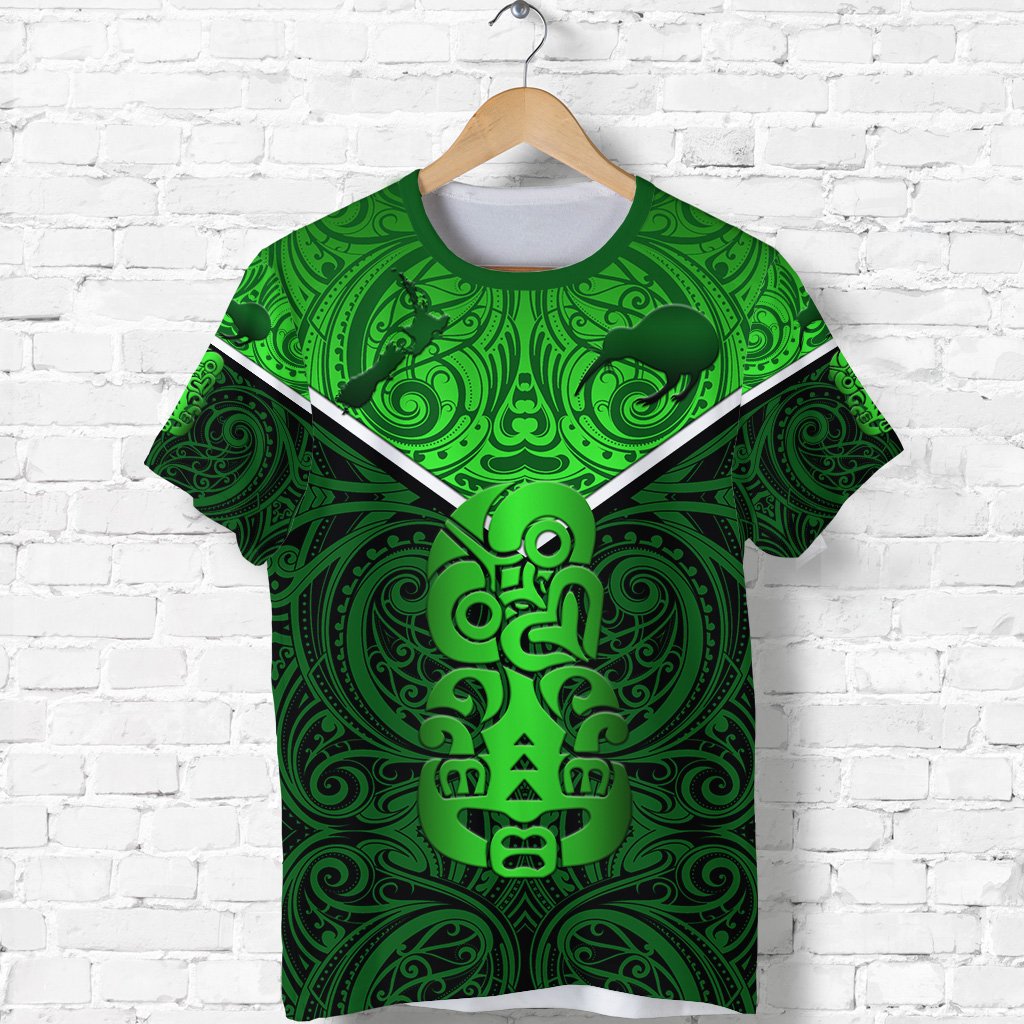 New Zealand Maori Rugby T shirt Pride Version - Green - Vibe Hoodie Shop
