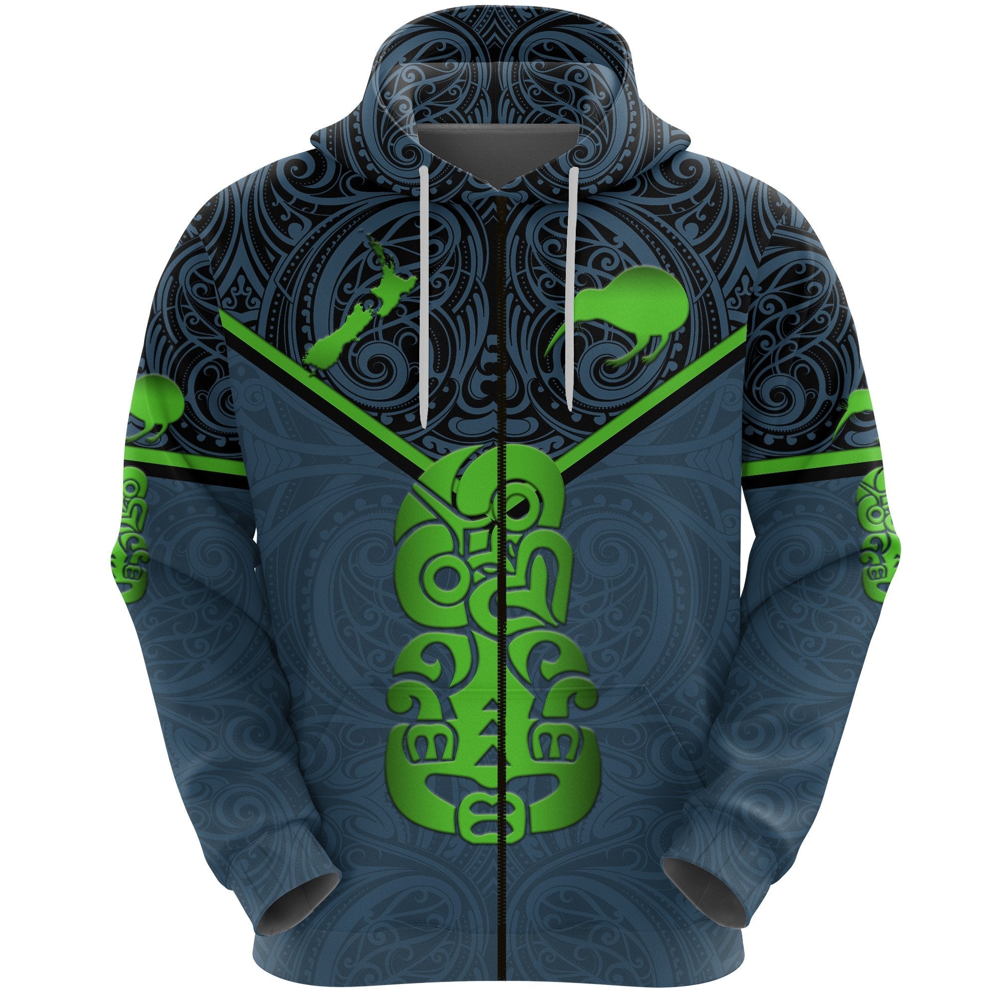 New Zealand Maori Rugby Zip Hoodie Pride Version - Navy - Vibe Hoodie Shop