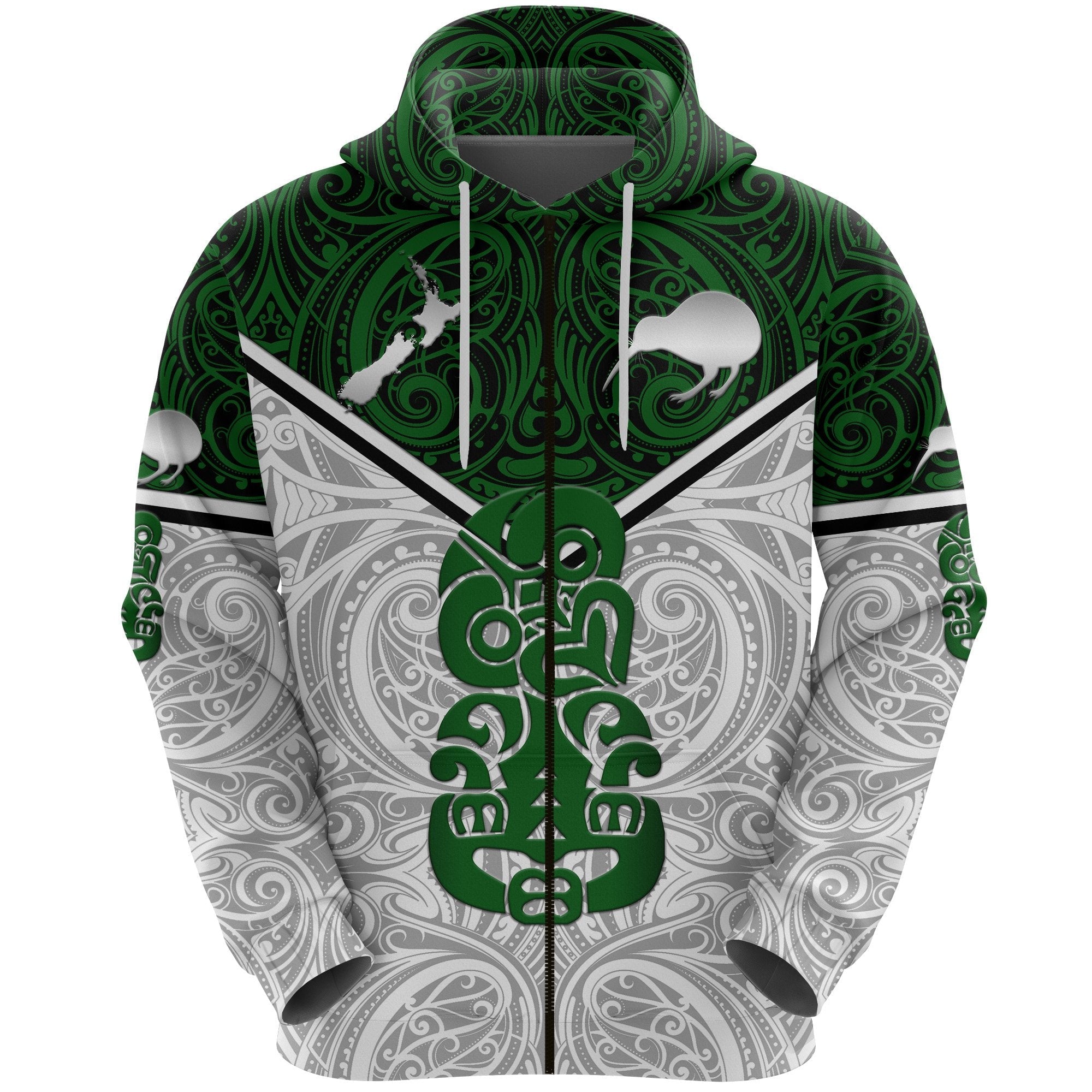 New Zealand Maori Rugby Zip Hoodie Pride Version - White - Vibe Hoodie Shop