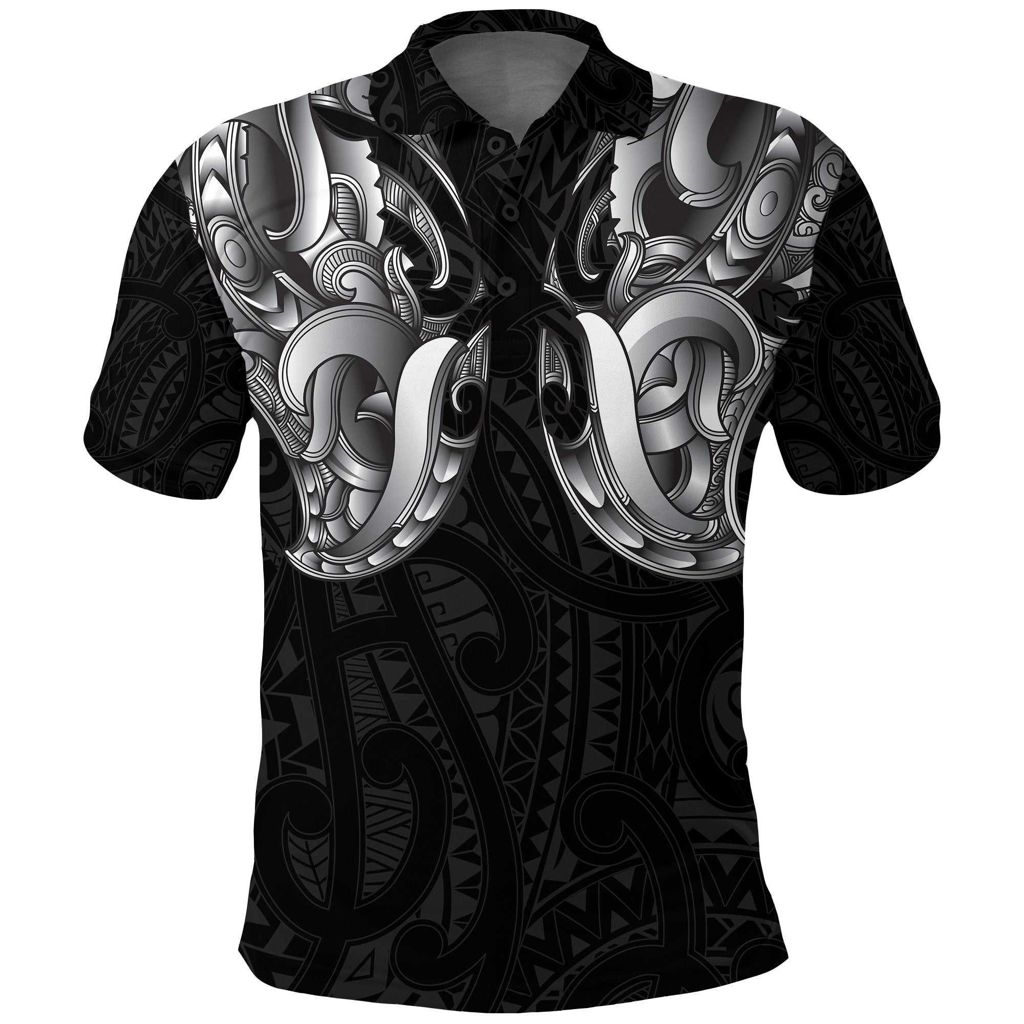 Maori Ta Moko Polo Shirt New Zealand White - Vibe Hoodie Shop