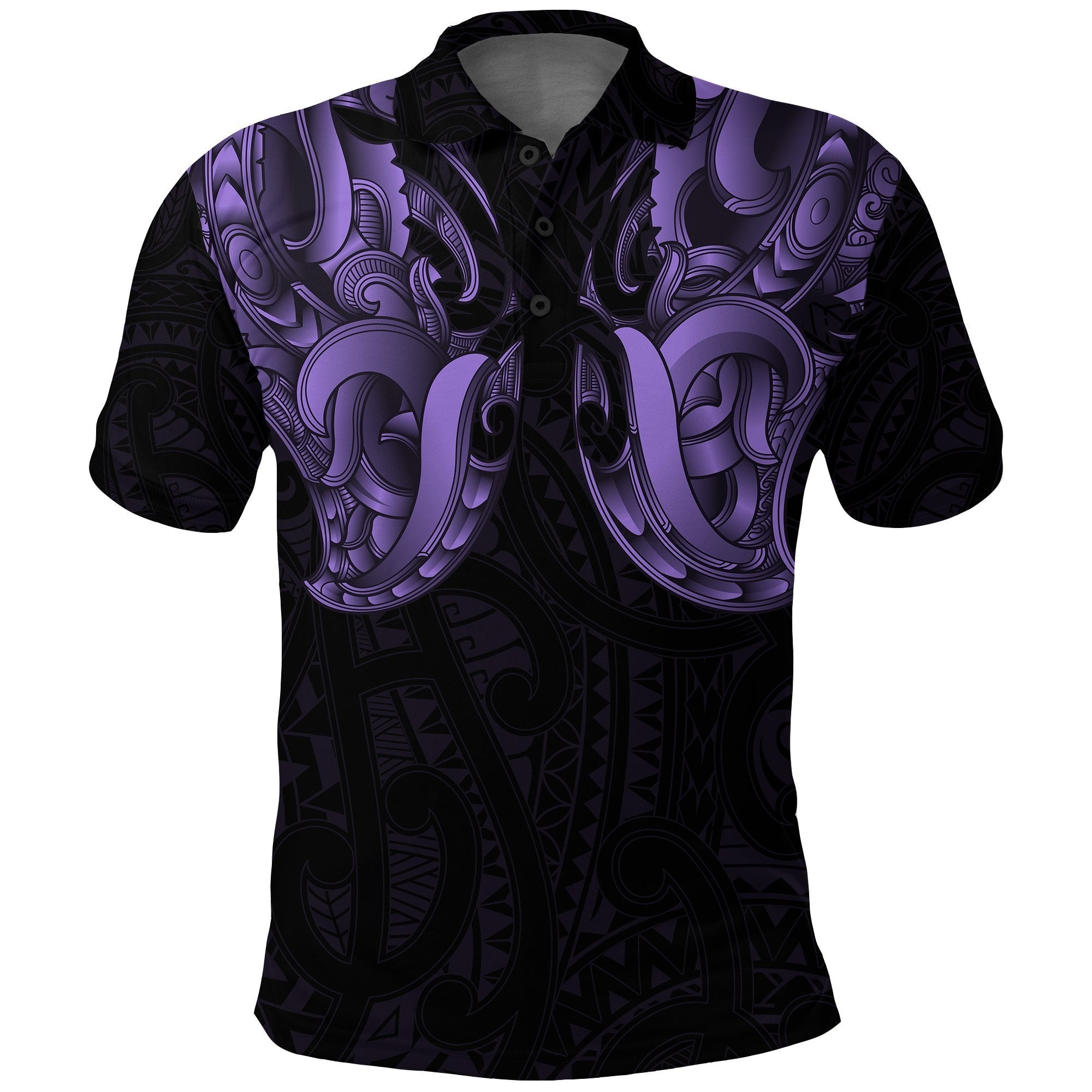 Maori Ta Moko Polo Shirt New Zealand Pastel Purple - Vibe Hoodie Shop