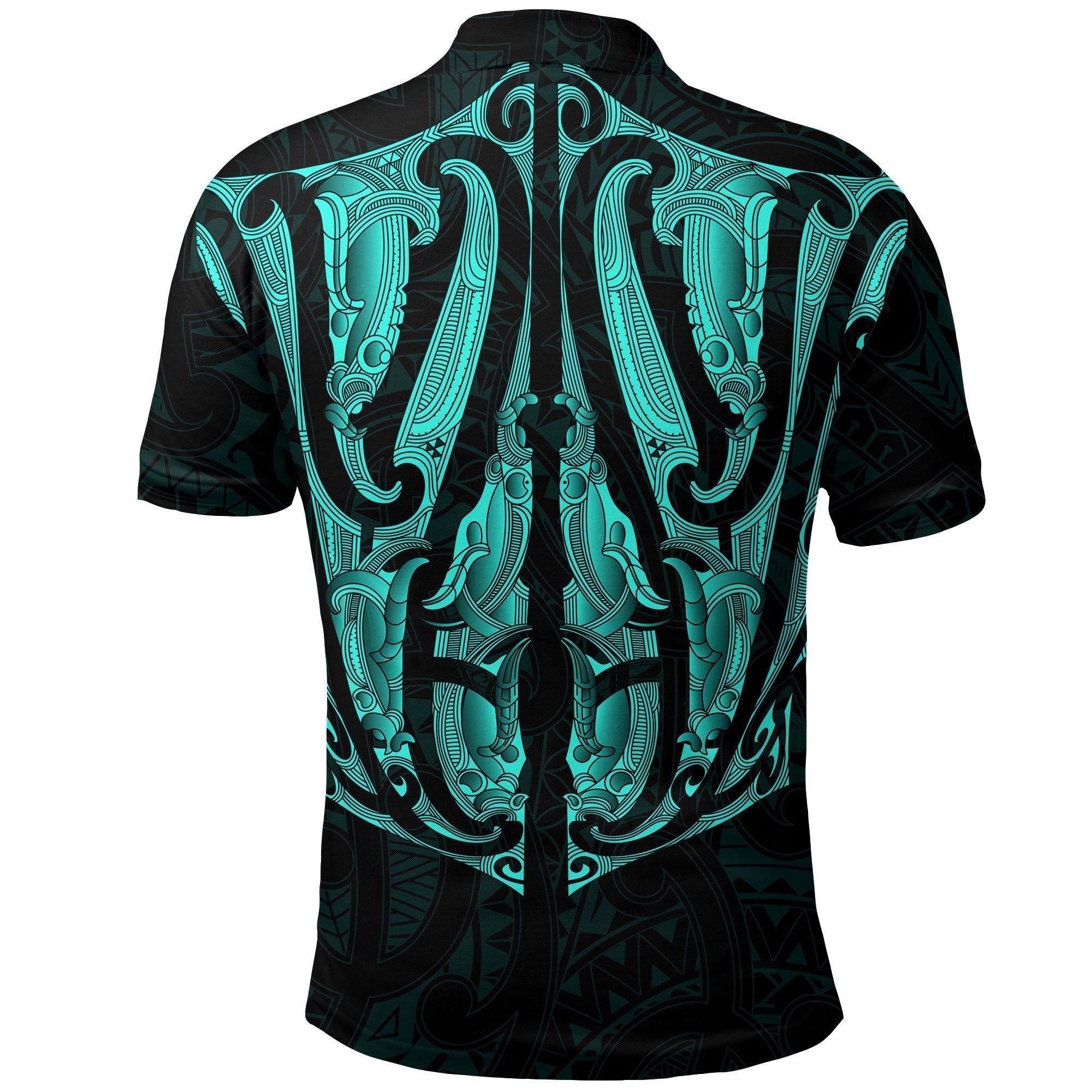 Maori Ta Moko Polo Shirt New Zealand Turquoise - Vibe Hoodie Shop