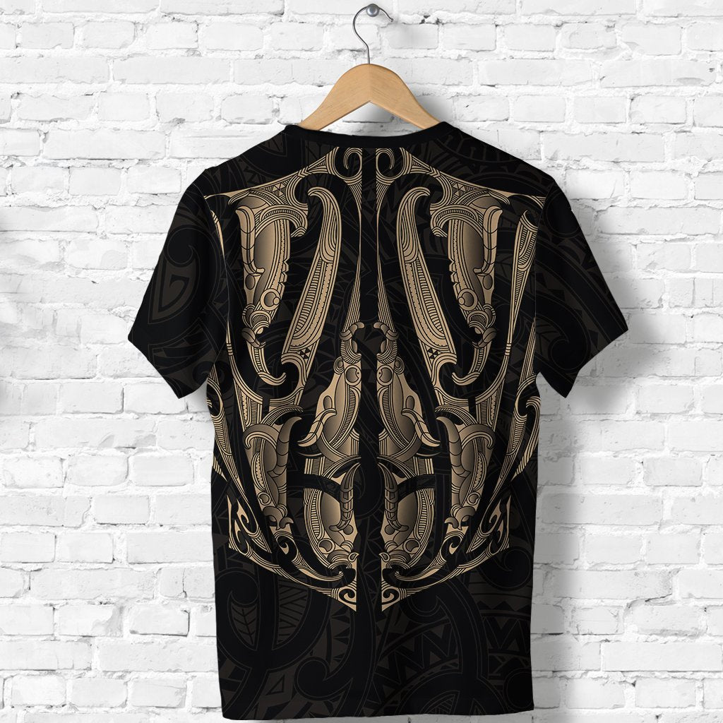 Maori Ta Moko T shirt New Zealand Gold - Vibe Hoodie Shop