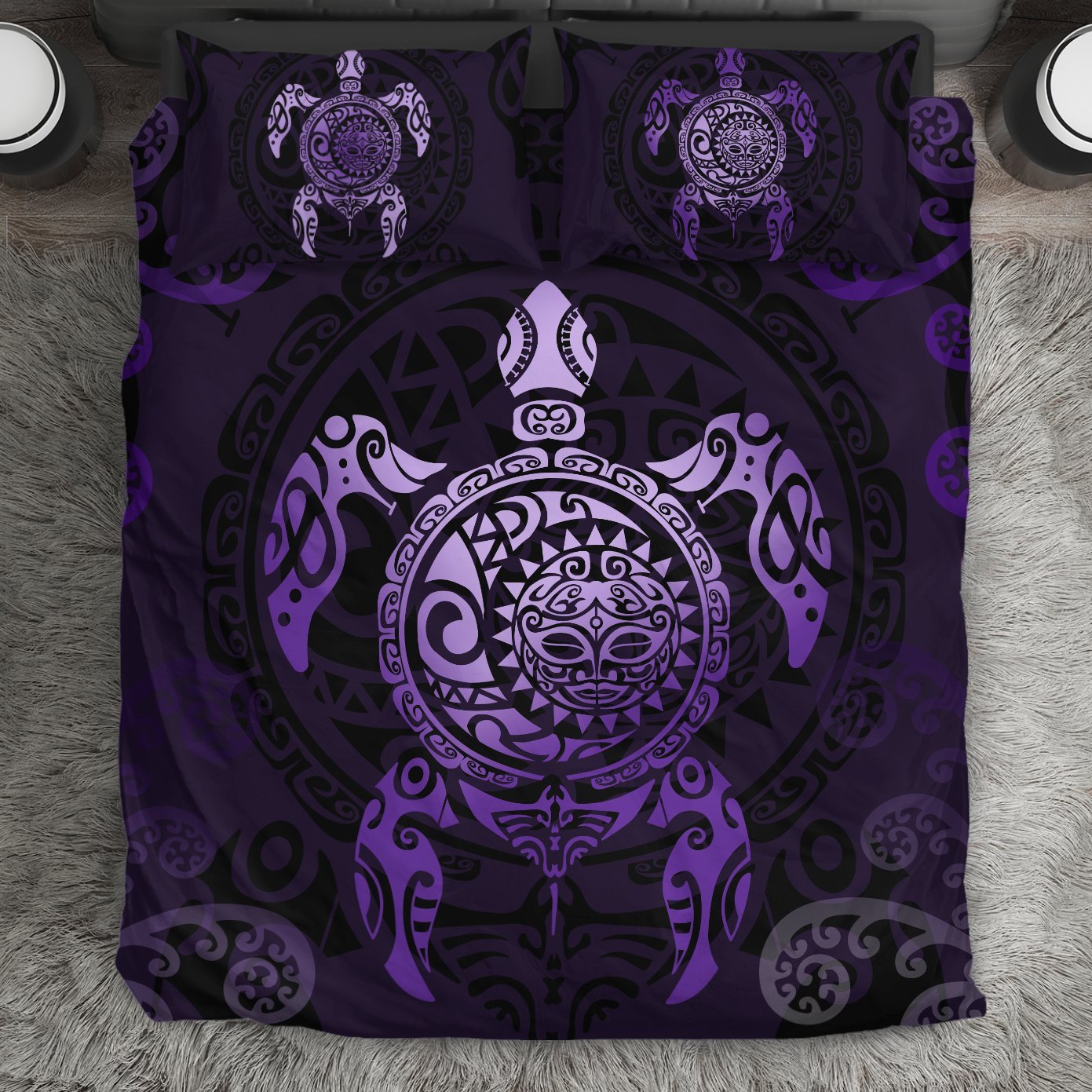 Maori Turtle Bedding Set Violet - Vibe Hoodie Shop