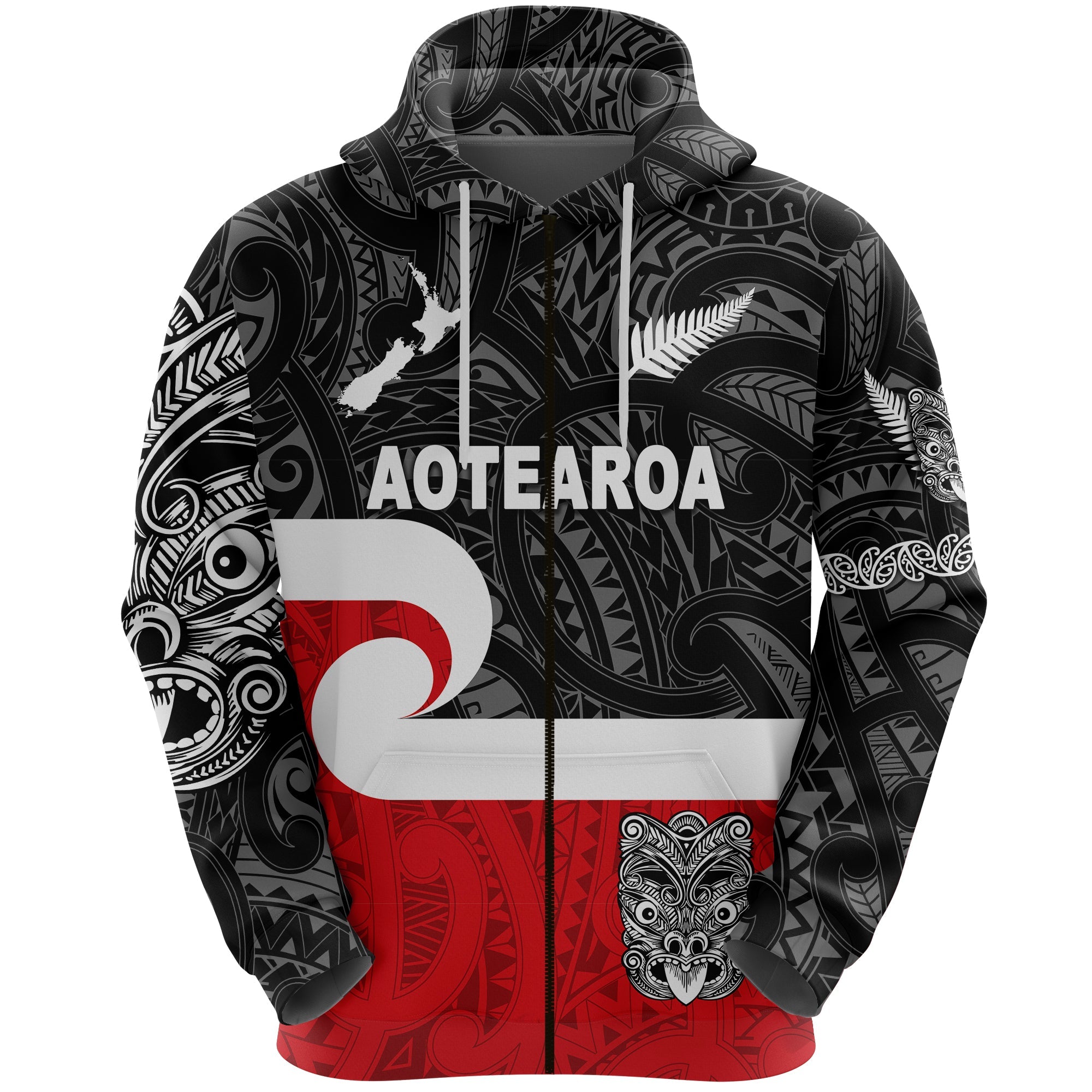 (Custom Personalised) Maori Aotearoa Haka Zip Hoodie New Zealand Simple, Custom Text And Number LT8 - Vibe Hoodie Shop