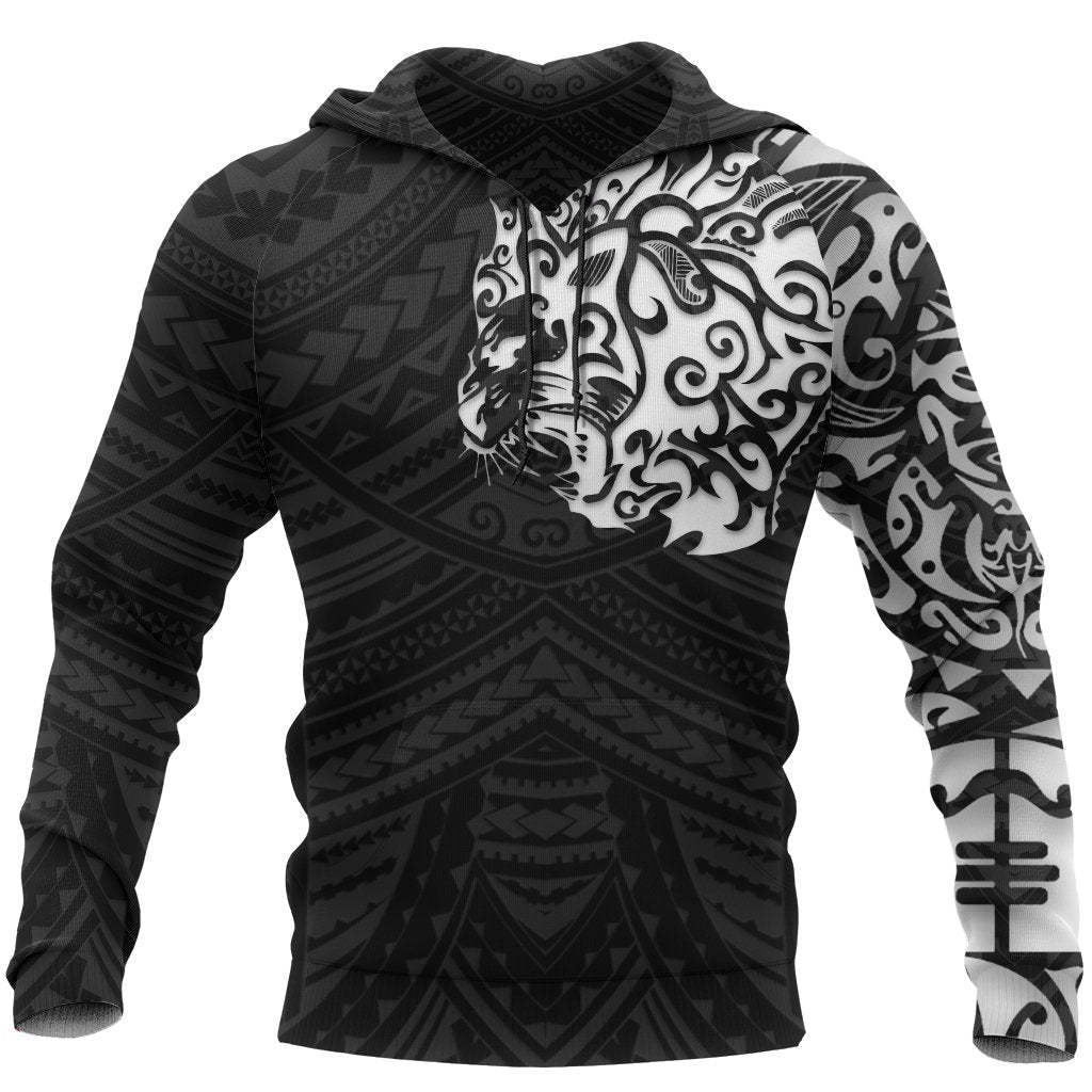 Maori Hoodie, New Zealand Lion Tattoo Pullover Hoodie White - Vibe Hoodie Shop