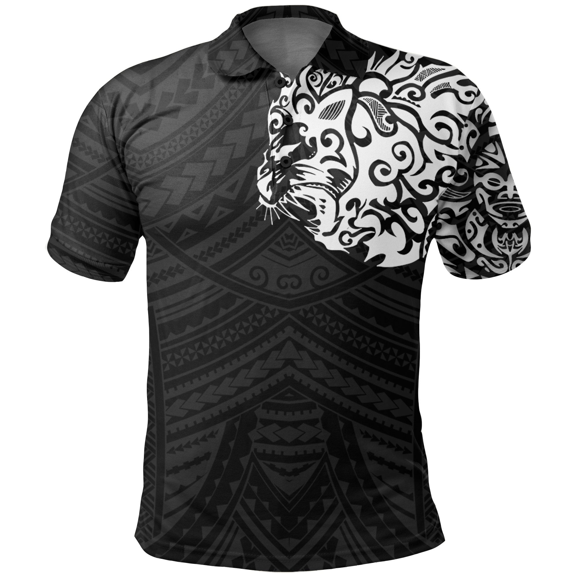 New Zealand Maori Polo Shirt, Maori Lion Tattoo Golf Shirts White - Vibe Hoodie Shop