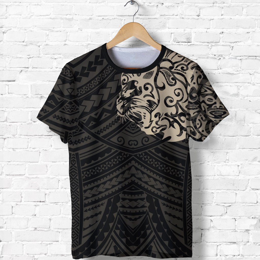 New Zealand T shirt, Maori Lion Tattoo Shirt - Tan - Vibe Hoodie Shop