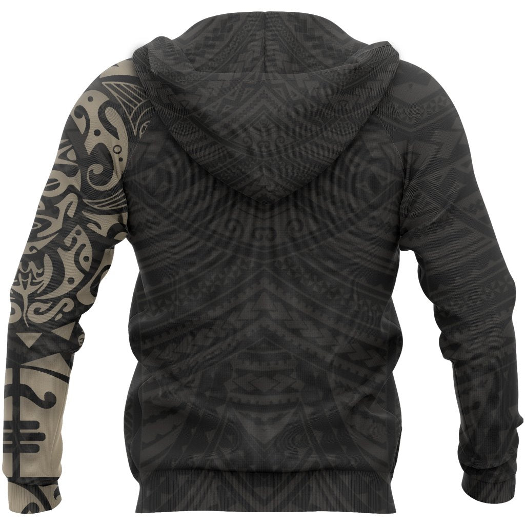 Maori Lion Hoodie, New Zealand Tattoo Pullover Hoodie Tan - Vibe Hoodie Shop