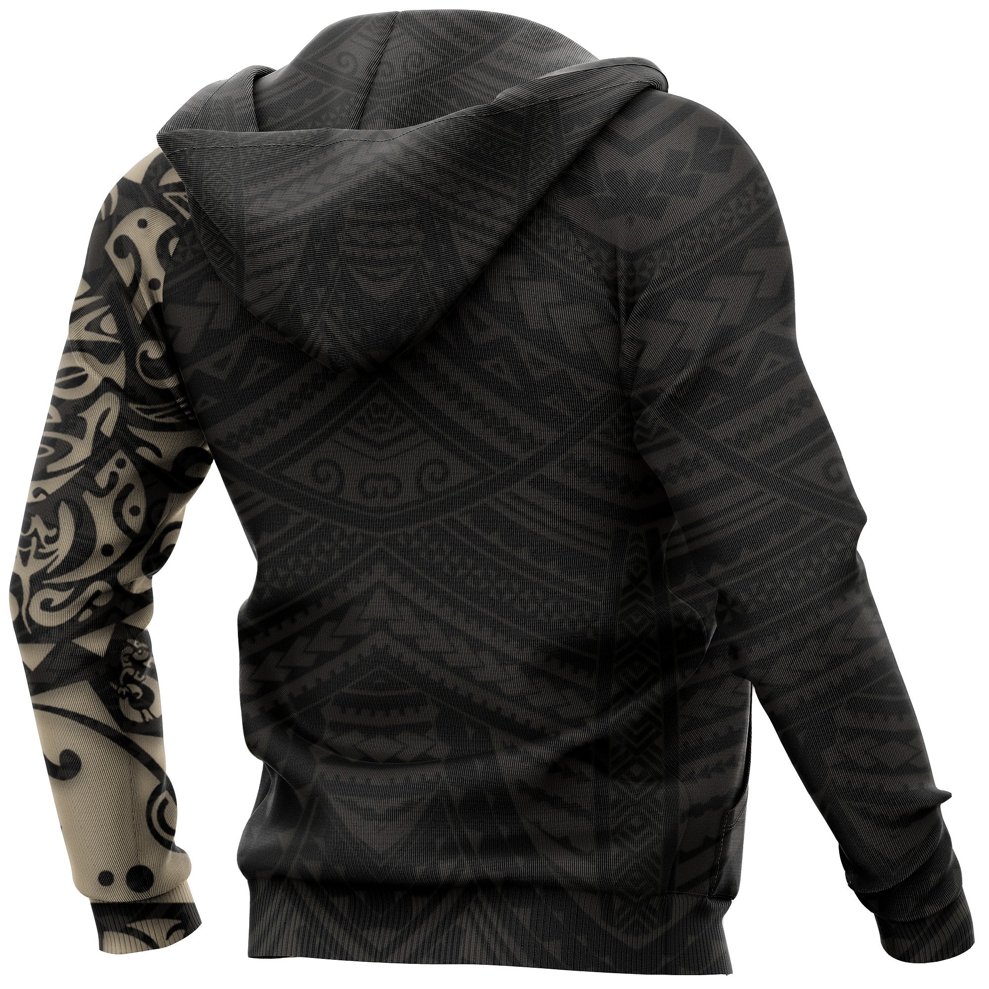 New Zealand Maori Hoodie, Maori Lion Tattoo Pullover Hoodie Tan - Customized - Vibe Hoodie Shop
