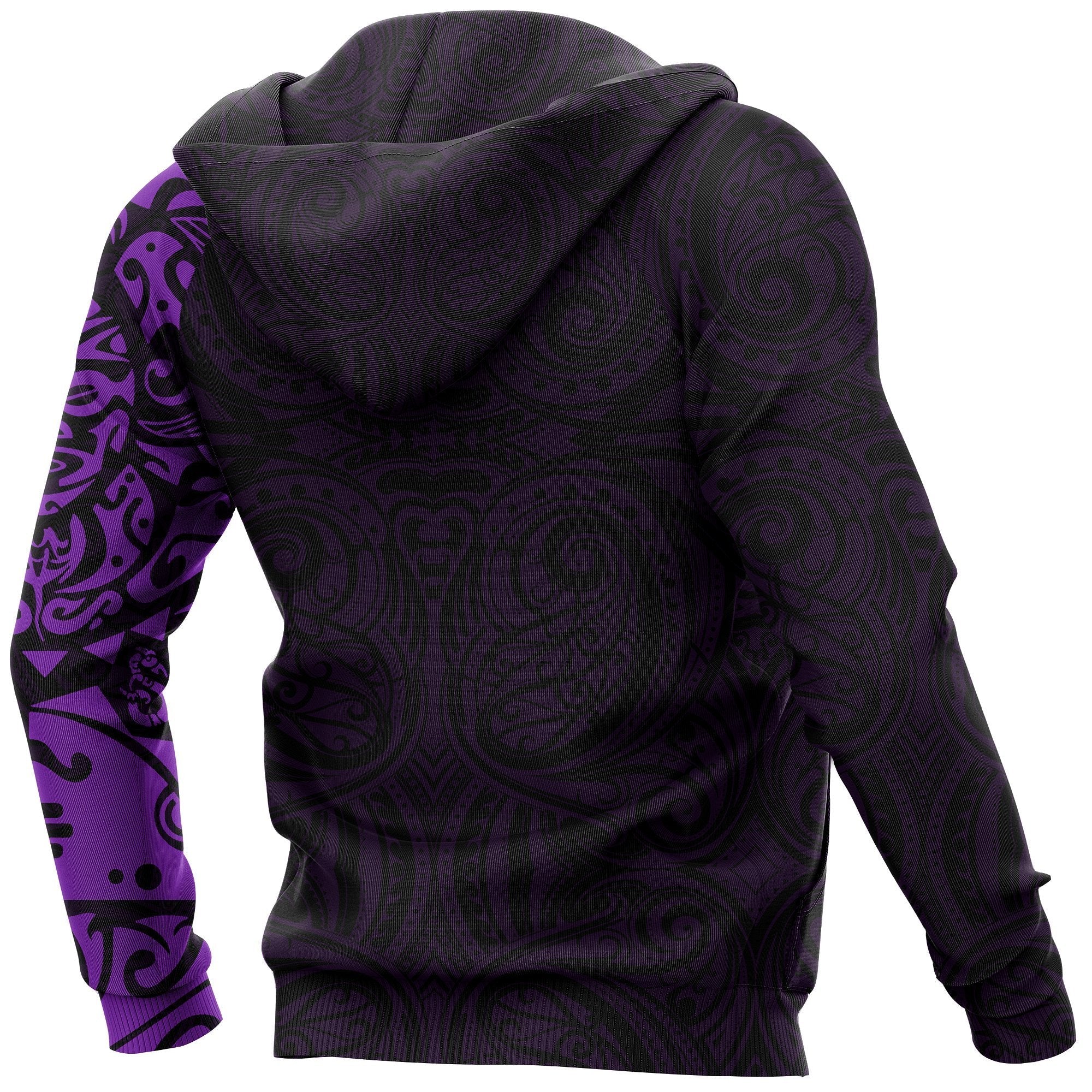 Maori Tangaroa Tattoo New Zealand All Over Hoodie - Purple - Vibe Hoodie Shop
