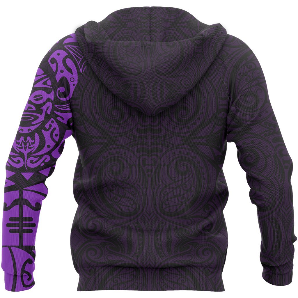Maori Tangaroa Tattoo New Zealand All Over Hoodie - Purple - Vibe Hoodie Shop