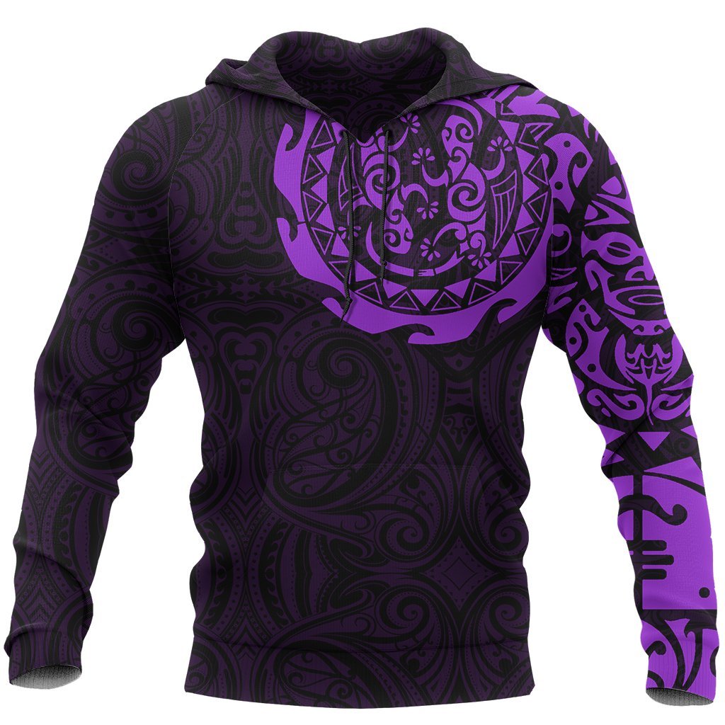 Maori Tangaroa Tattoo New Zealand All Over Hoodie - Purple - Vibe Hoodie Shop