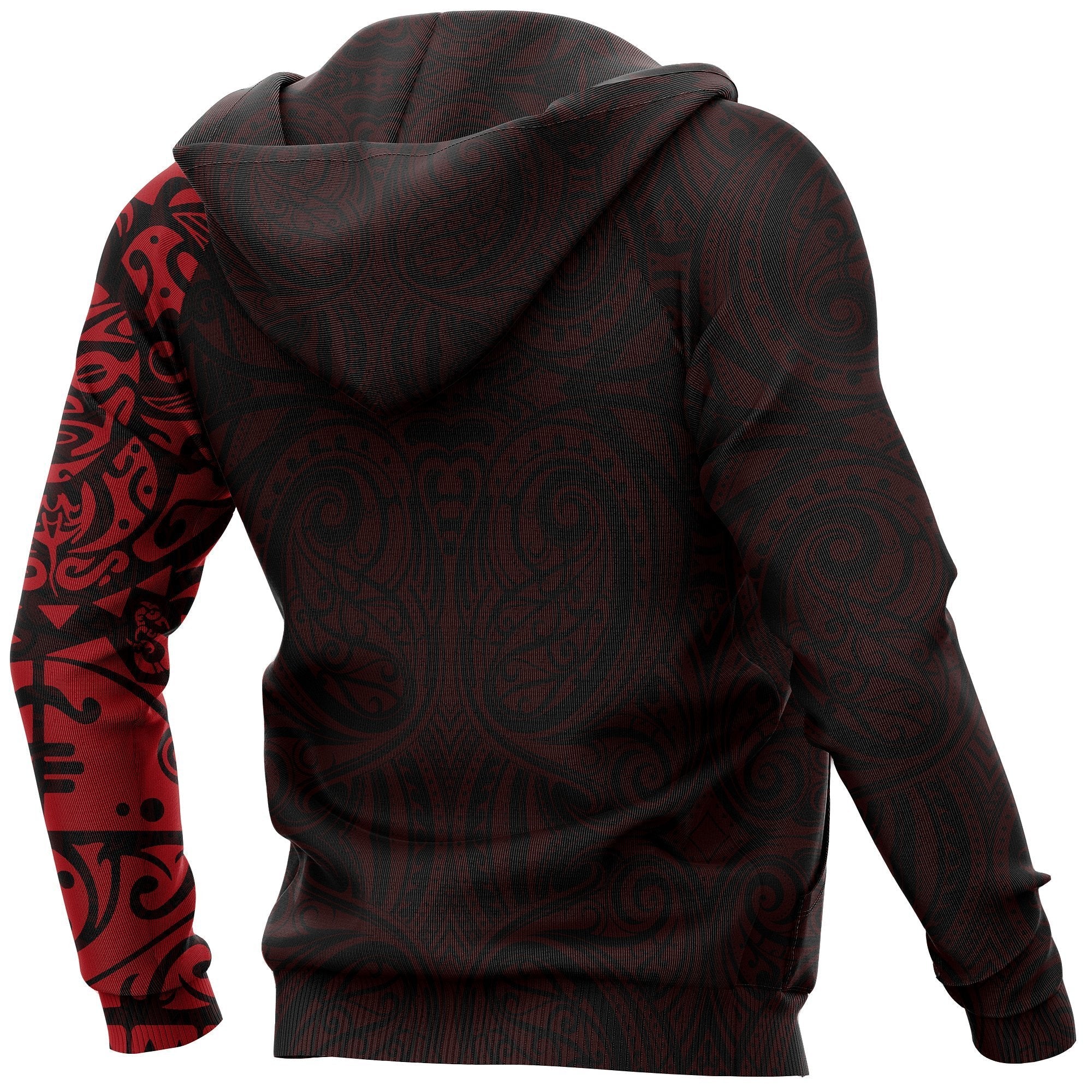 Maori Tattoo Hoodie, New Zealand Lizard Pullover Red Hoodie - Vibe Hoodie Shop
