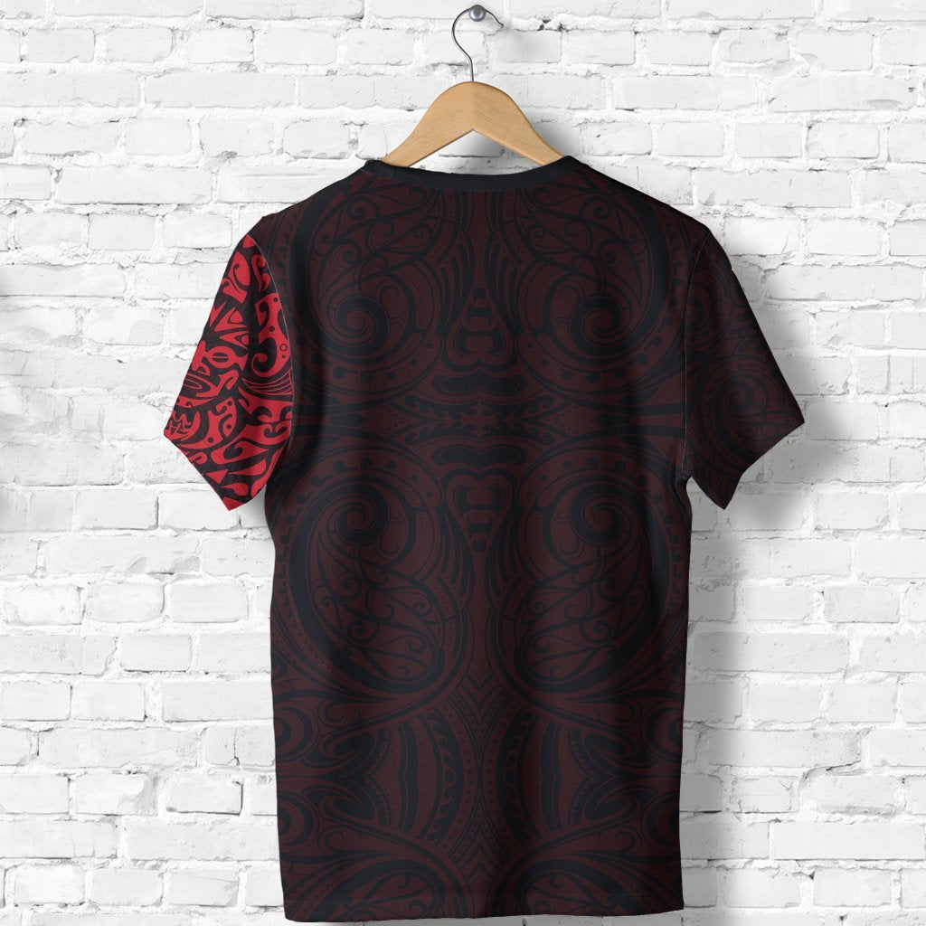 New Zealand Customized Shirt, Maori Tangaroa Tattoo Personalize Red T shirt - Vibe Hoodie Shop