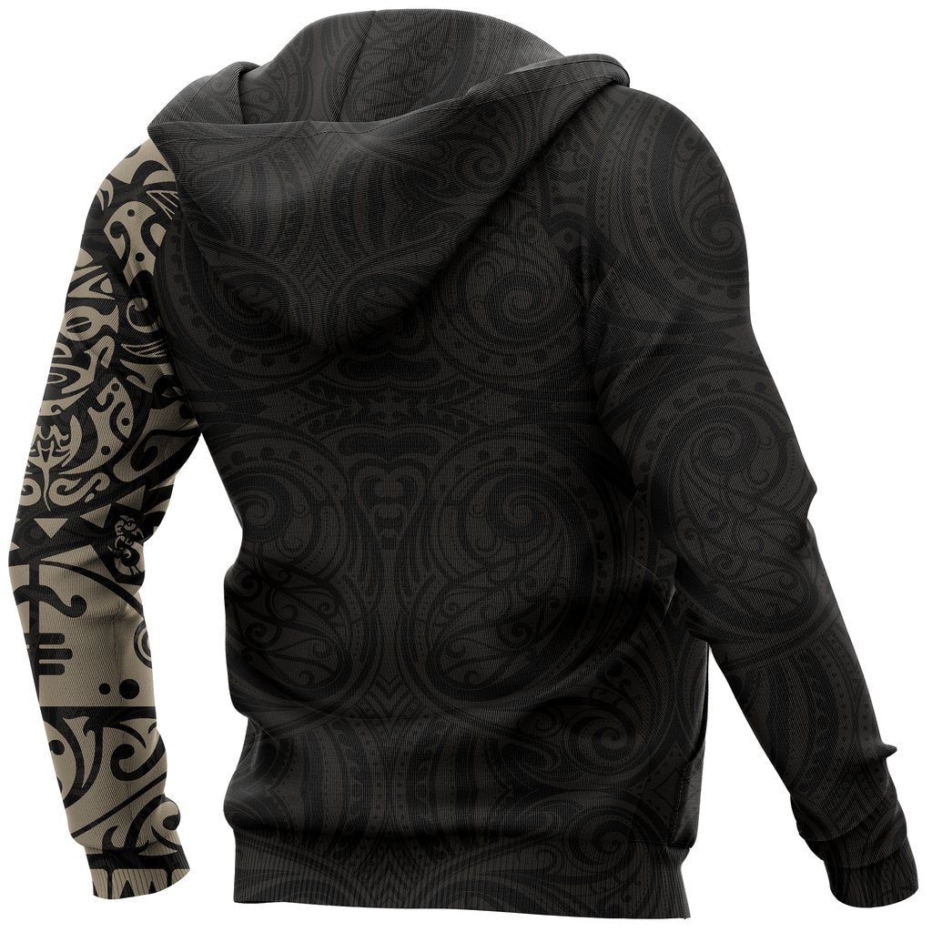 Maori Tattoo Hoodie, New Zealand Lizard Zip Up Hoodie Tan A75 Merchize - Vibe Hoodie Shop