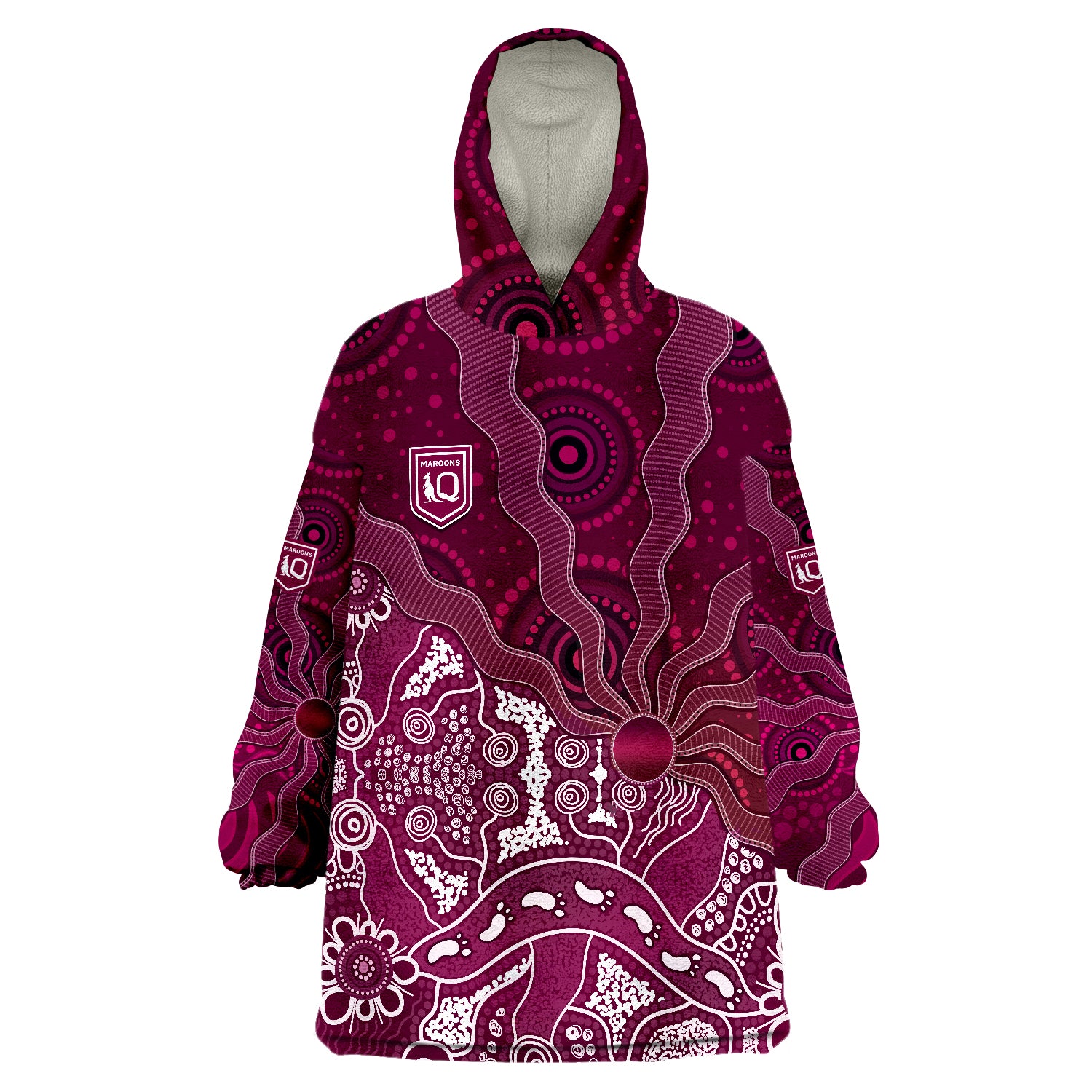 Maroons Rugby Fascinated Aboriginal Queenslanders Wearable Blanket Hoodie - Vibe Hoodie Shop