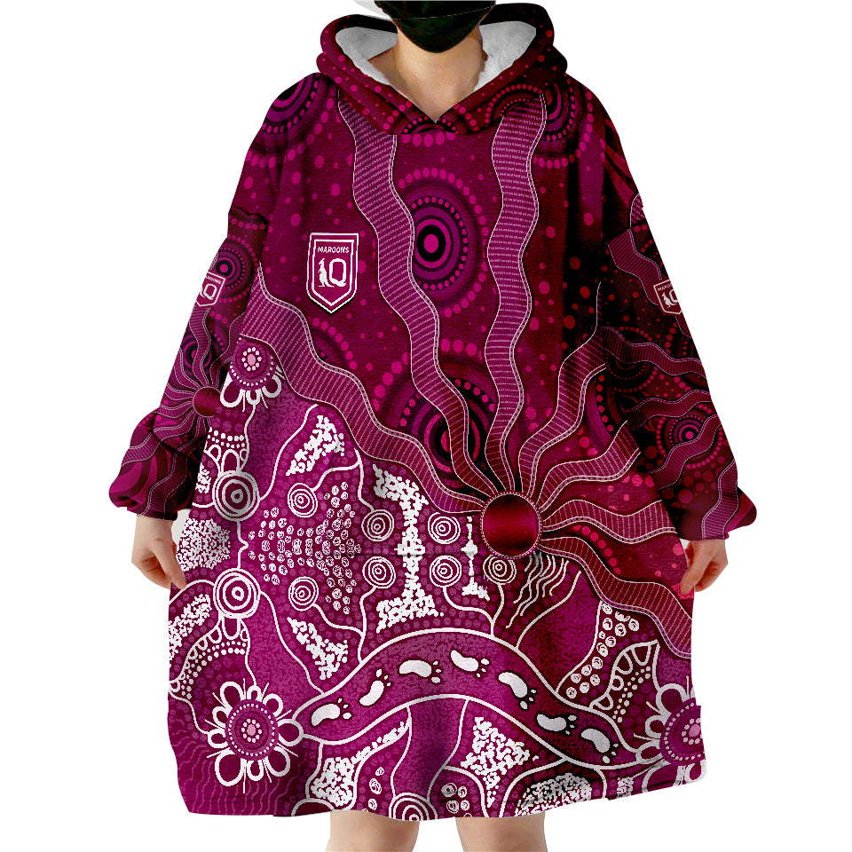 Maroons Rugby Fascinated Aboriginal Queenslanders Wearable Blanket Hoodie - Vibe Hoodie Shop