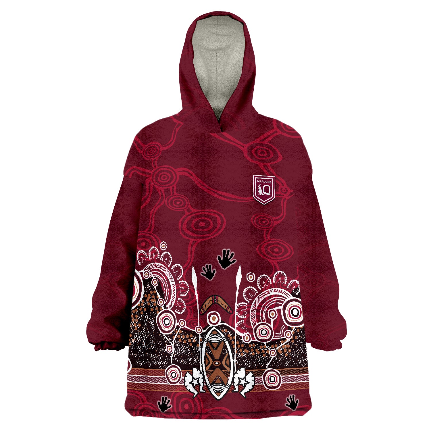 Maroons Rugby Queensland 2022 Aboriginal Wearable Blanket Hoodie - Vibe Hoodie Shop