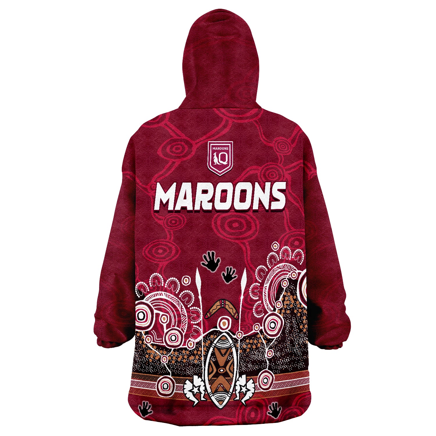 Maroons Rugby Queensland 2022 Aboriginal Wearable Blanket Hoodie - Vibe Hoodie Shop