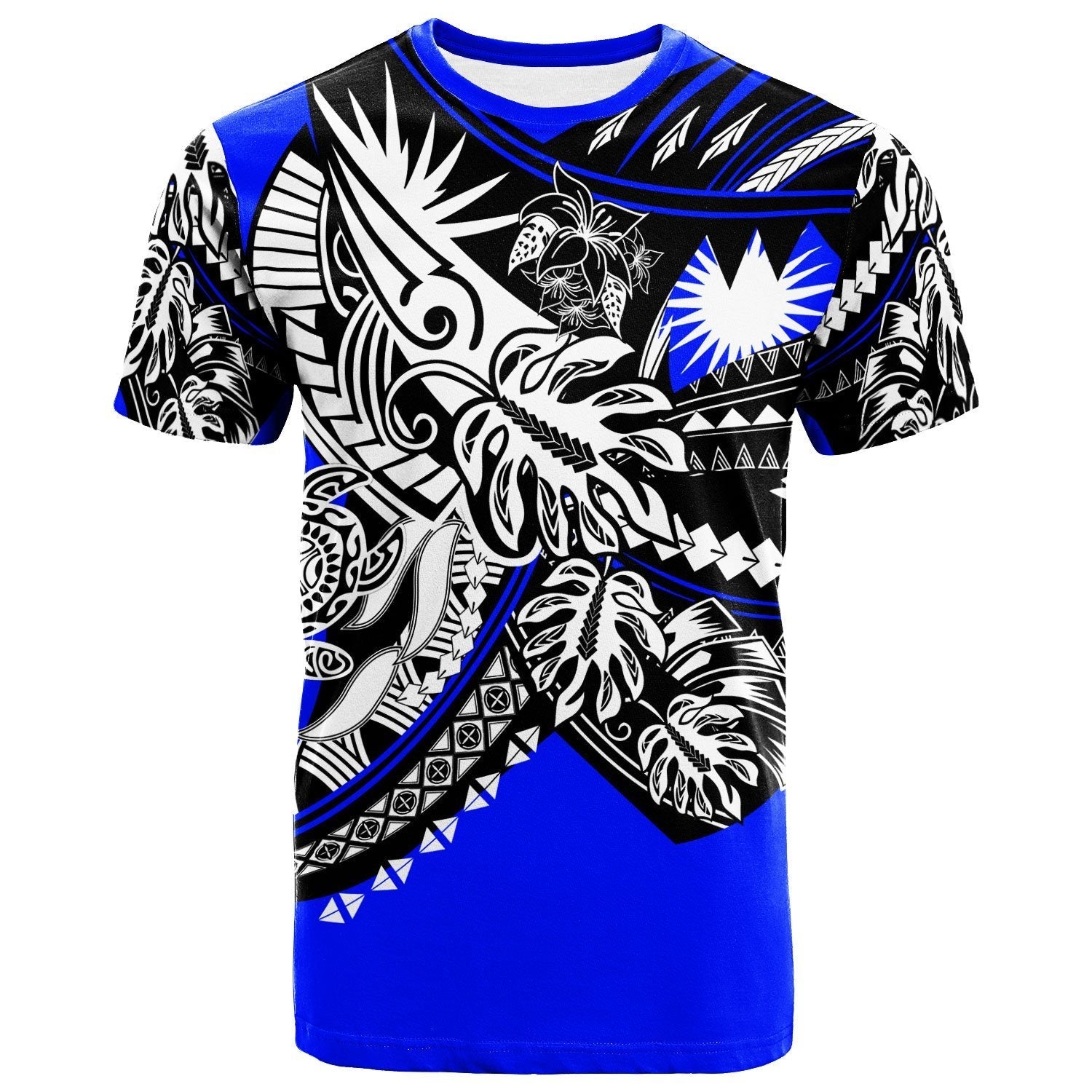 Marshall Islands T shirt - Tribal Jungle Blue Pattern - Vibe Hoodie Shop