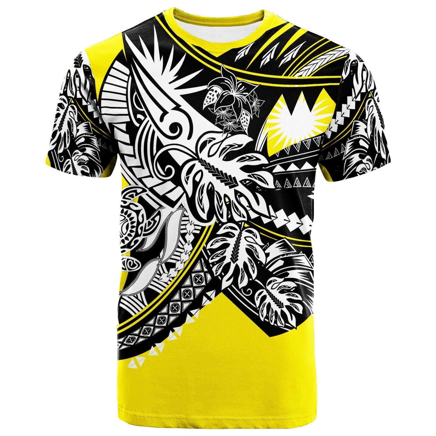 Marshall Islands T shirt - Tribal Jungle Yellow Pattern - Vibe Hoodie Shop