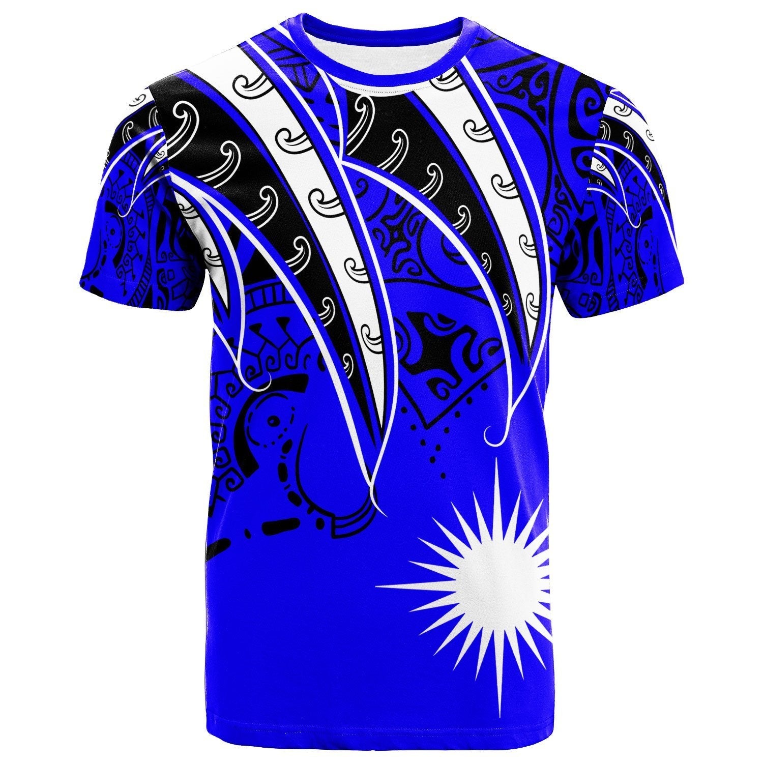 Marshall Islands T shirt - Tropical Leaf Blue Color - Vibe Hoodie Shop