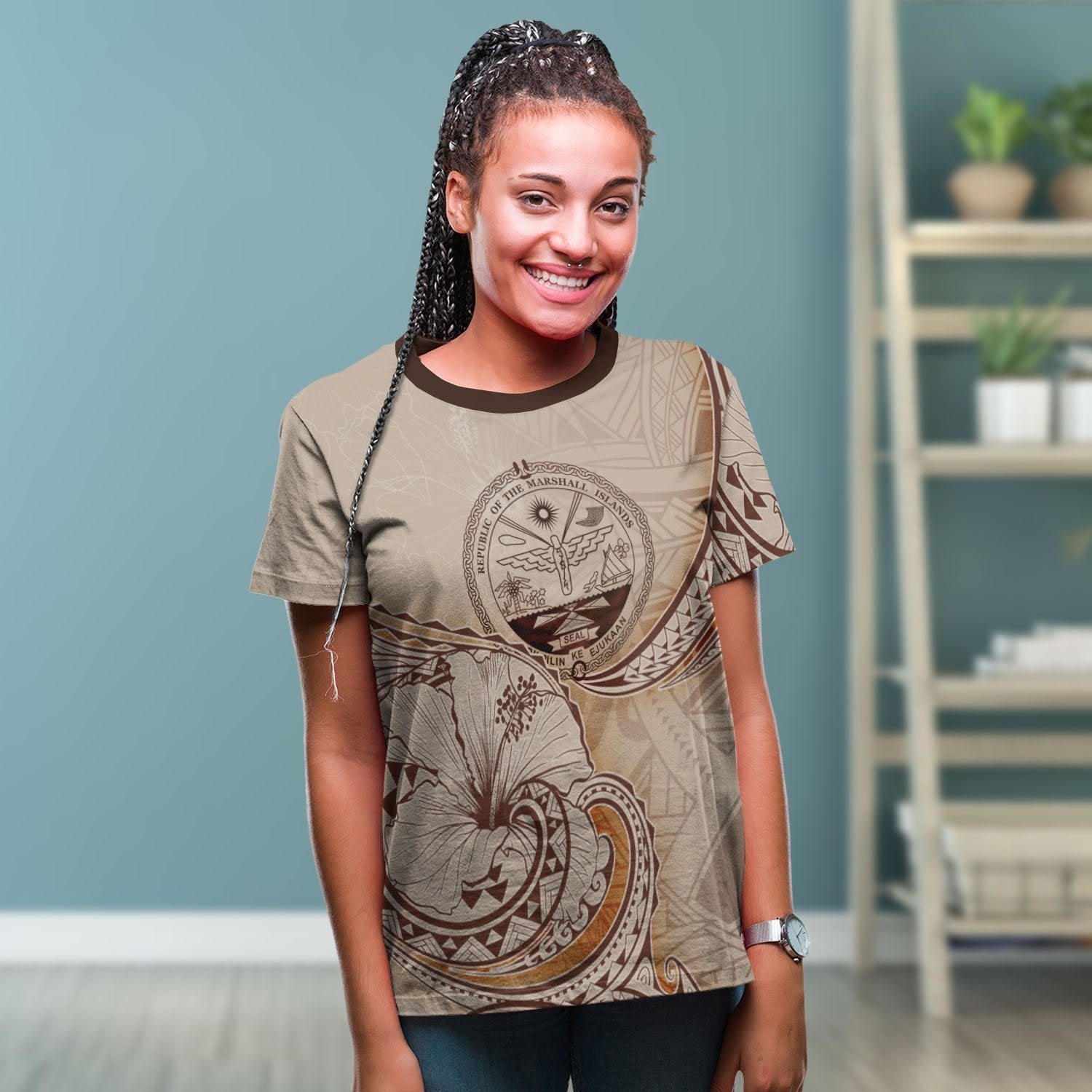 Marshall Islands T shirt - Hibiscus Flowers Vintage Style - Vibe Hoodie Shop