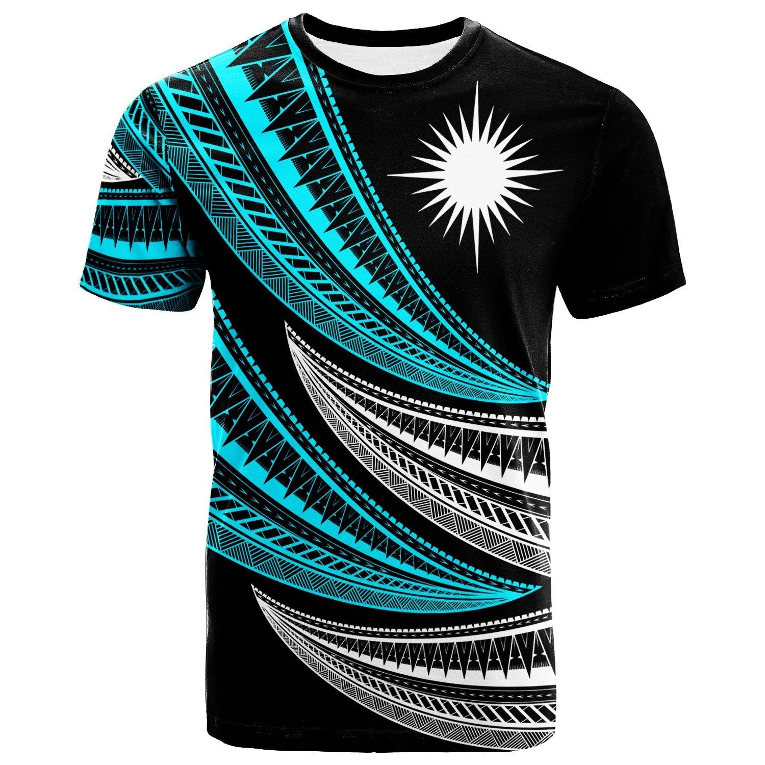 Marshall Islands Custom Personalised T shirt - Wave Pattern Alternating - Vibe Hoodie Shop