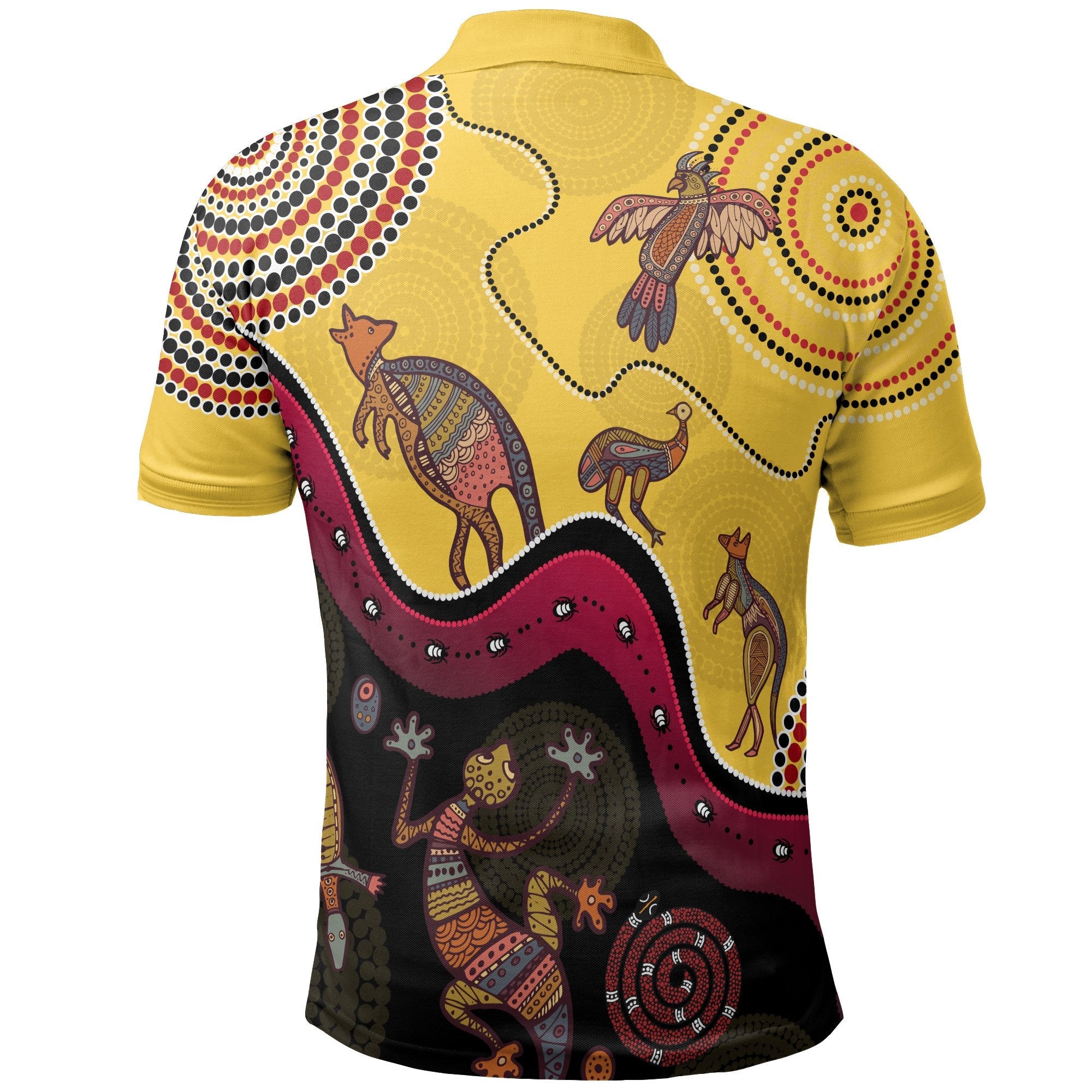 Aboriginal Polo Shirt - Indigenous Animals Life Art - Vibe Hoodie Shop