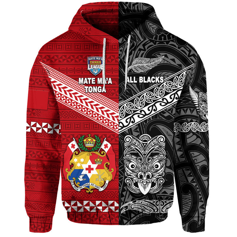 Mate Ma'a Tonga Ngatu And New Zealand Maori All Black Aboriginal Zip Up And Pullover Hoodie Rugby Together LT8 - Vibe Hoodie Shop