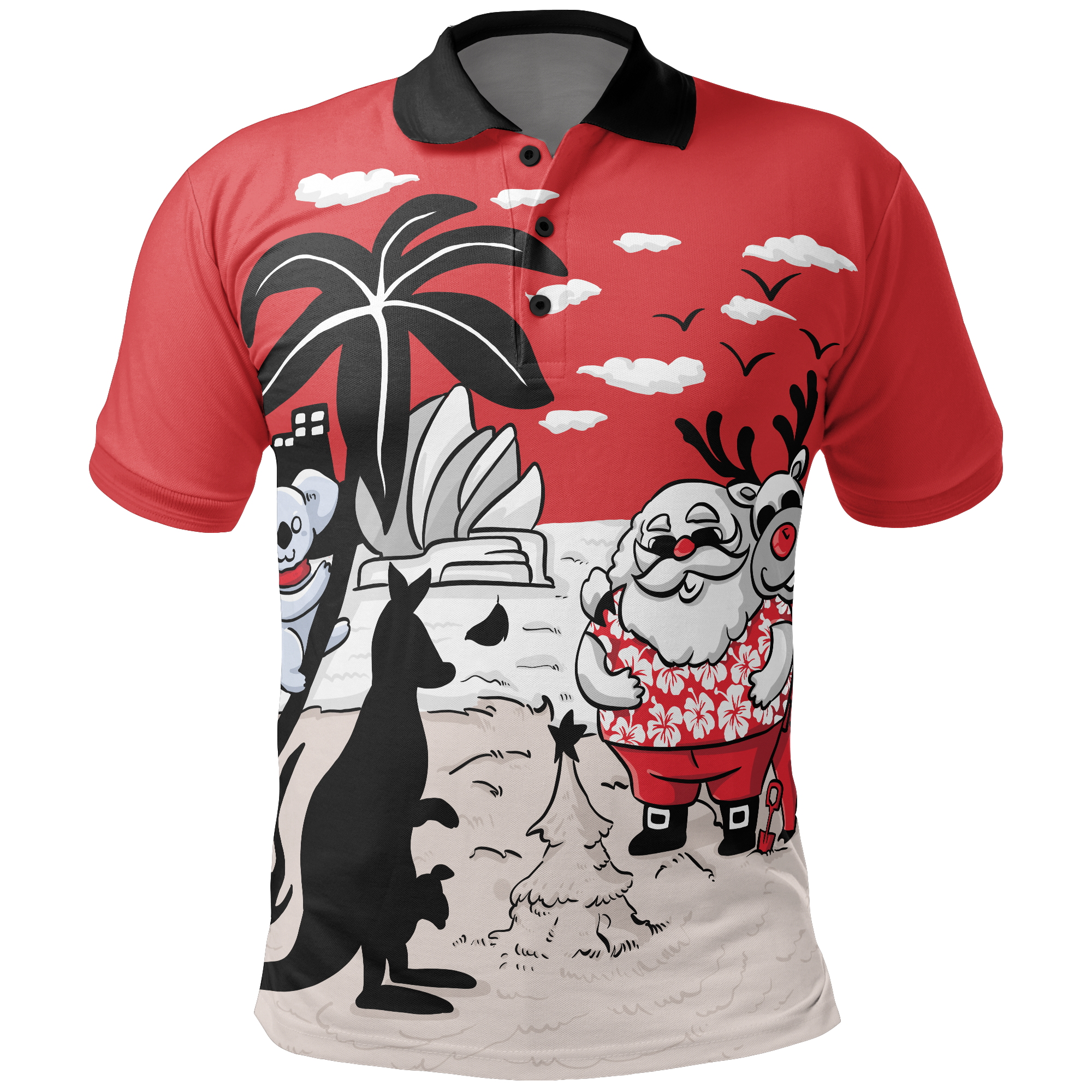 Christmas Polo Shirt - Santa Claus Shirt Kangaroo Ver02 - Unisex - Vibe Hoodie Shop