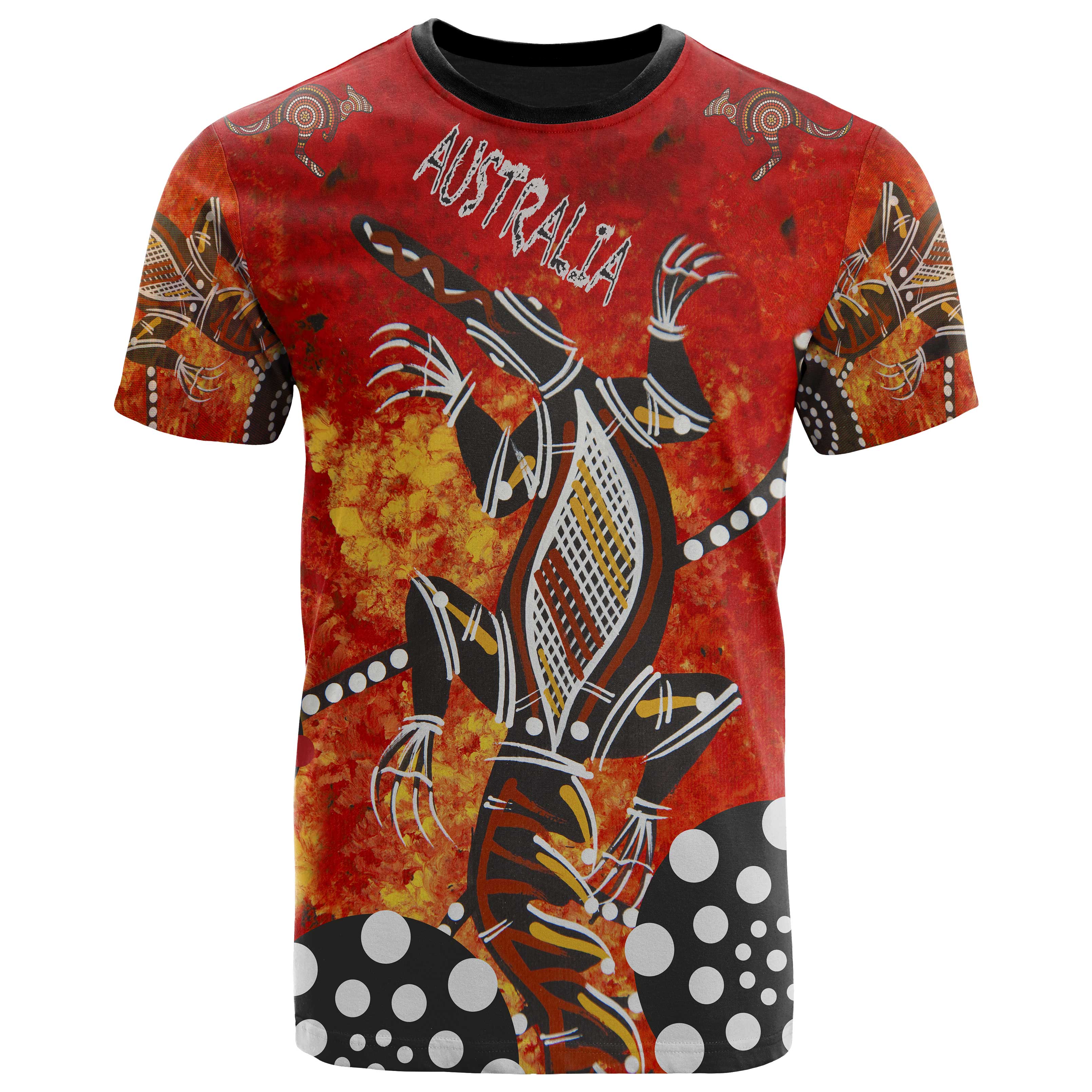 Aboriginal T shirt, Crocodile And Kanguroo - Vibe Hoodie Shop