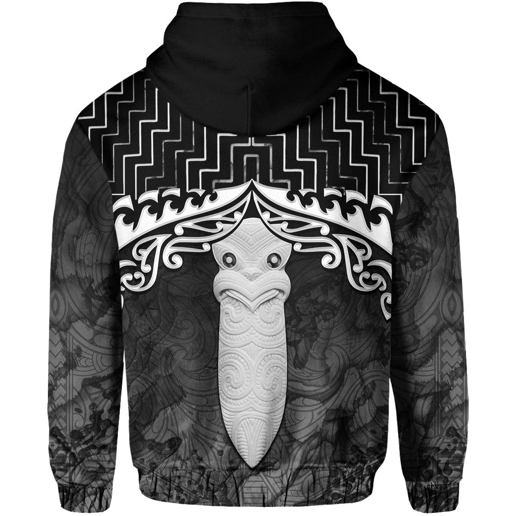 New Zealand Zip Up Hoodie, Poutama Maori Taiaha Mauri Zipper Hoodie Black - Vibe Hoodie Shop