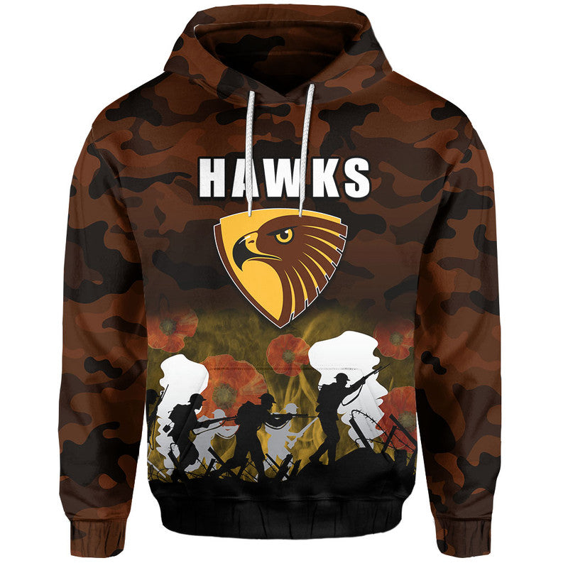 (Custom Personalised) AFL Anzac Day Hoodie Hawks Army Style LT6 - Vibe Hoodie Shop